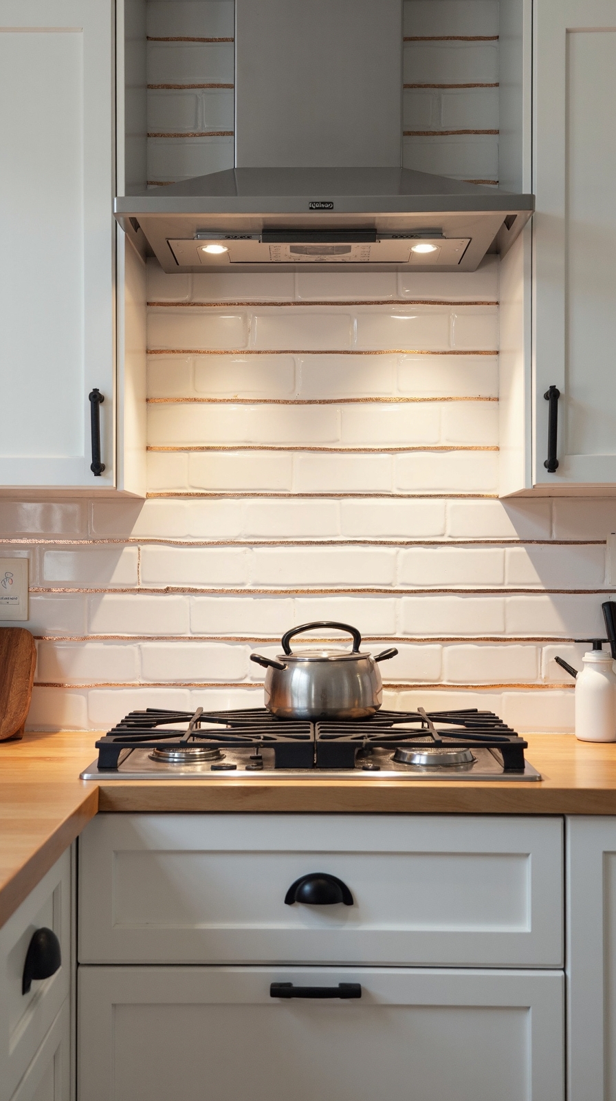 shimmering metallic kitchen backsplash accents
