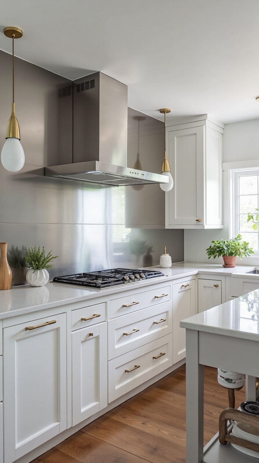 sleek efficient reflective durable stainless steel backsplash