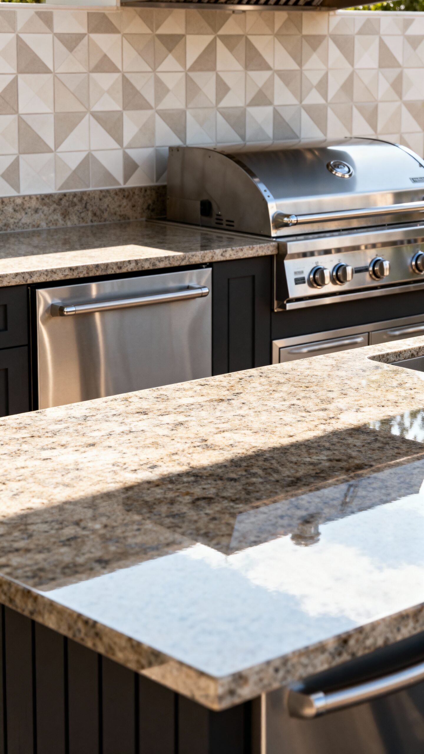 sleek minimalist modern outdoor kitchen