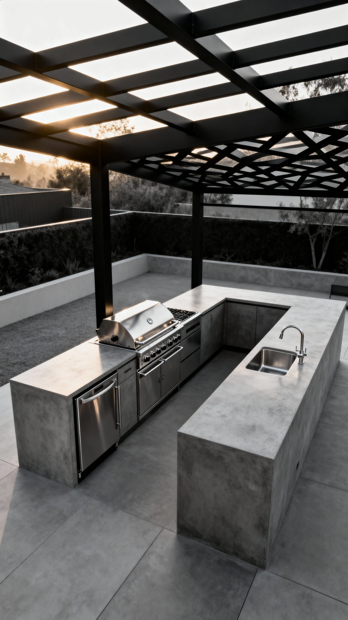 sleek modern metal pergola design