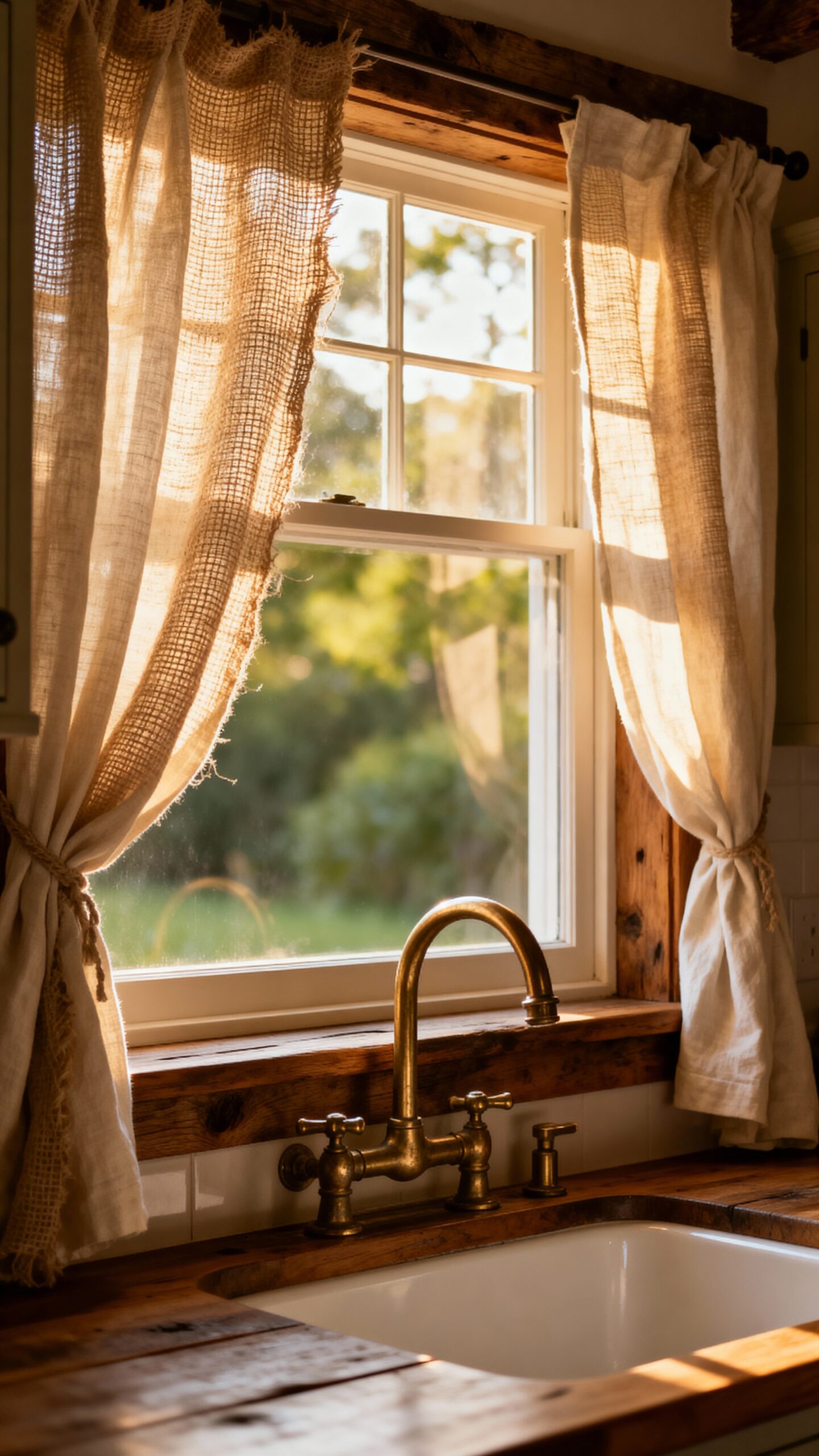 soft warm rustic kitchen curtains