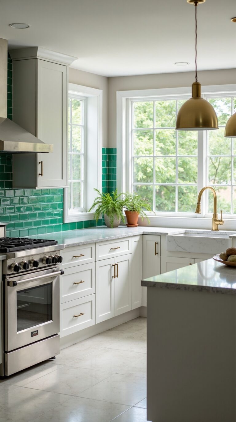 soothing green kitchen backsplash inspiration