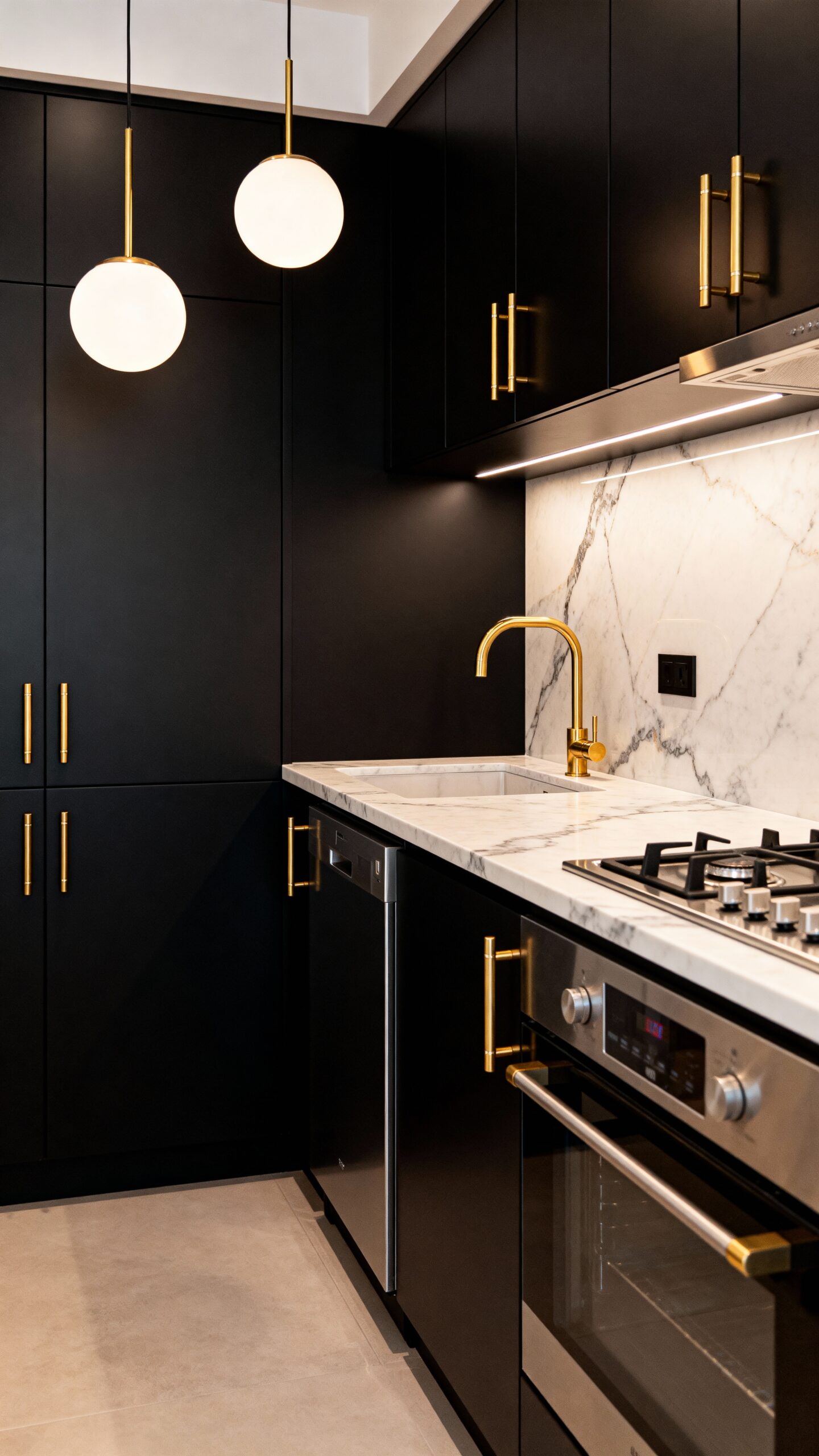 sophisticated compact space saving black and gold