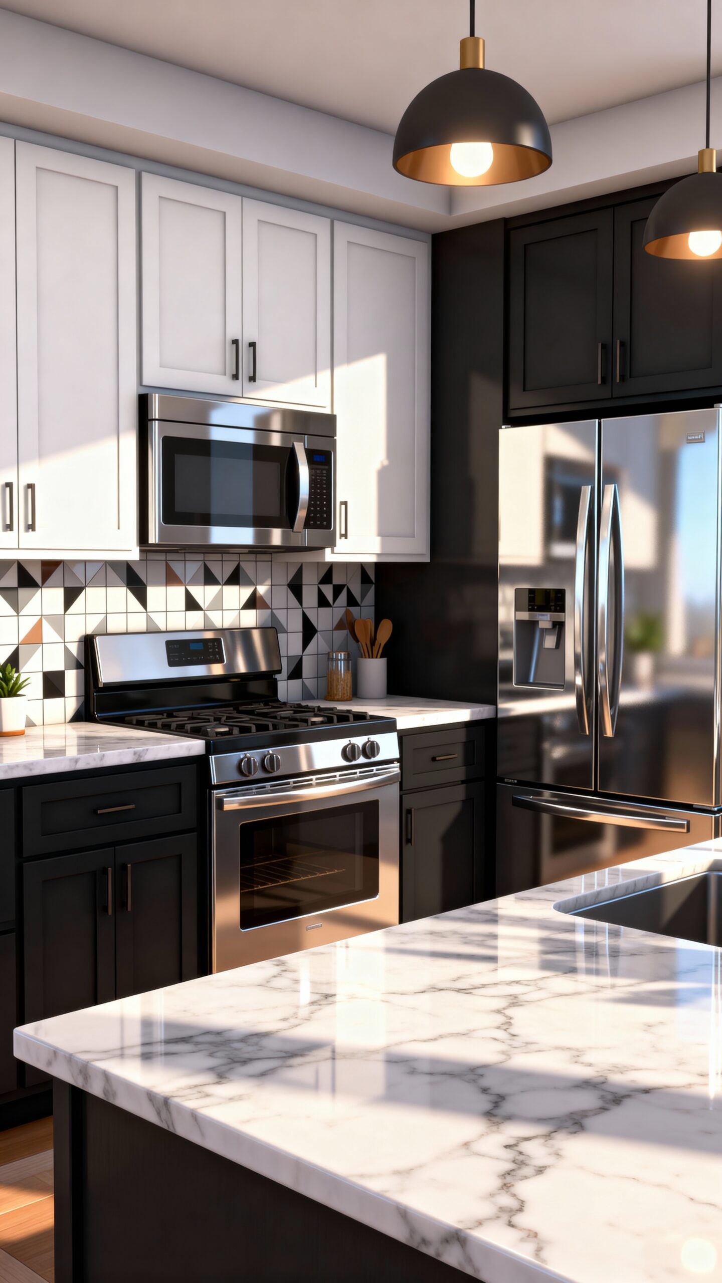 sophisticated contrasting cohesive personalized kitchen design