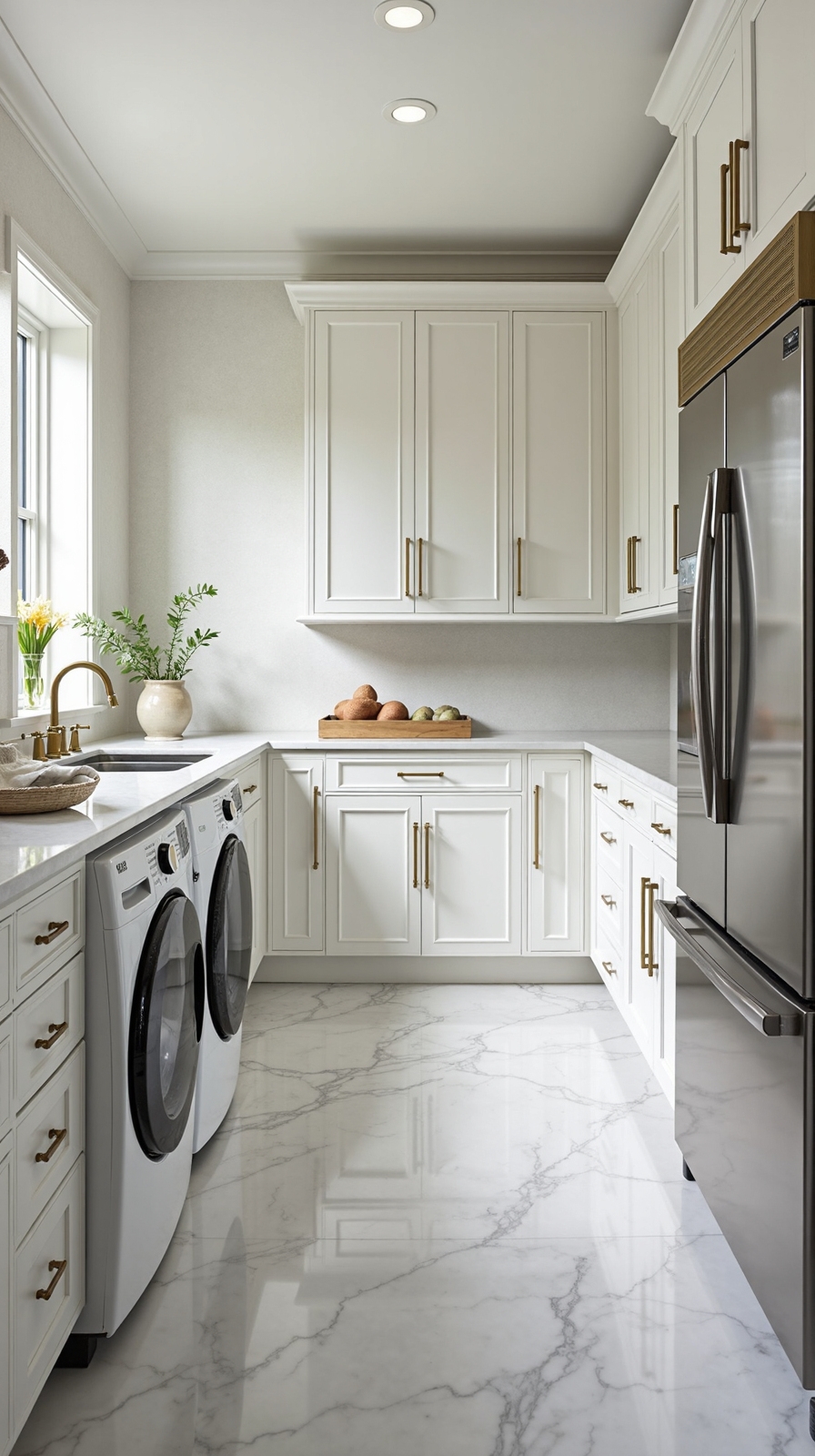 sophisticated elegant durable laundry room flooring