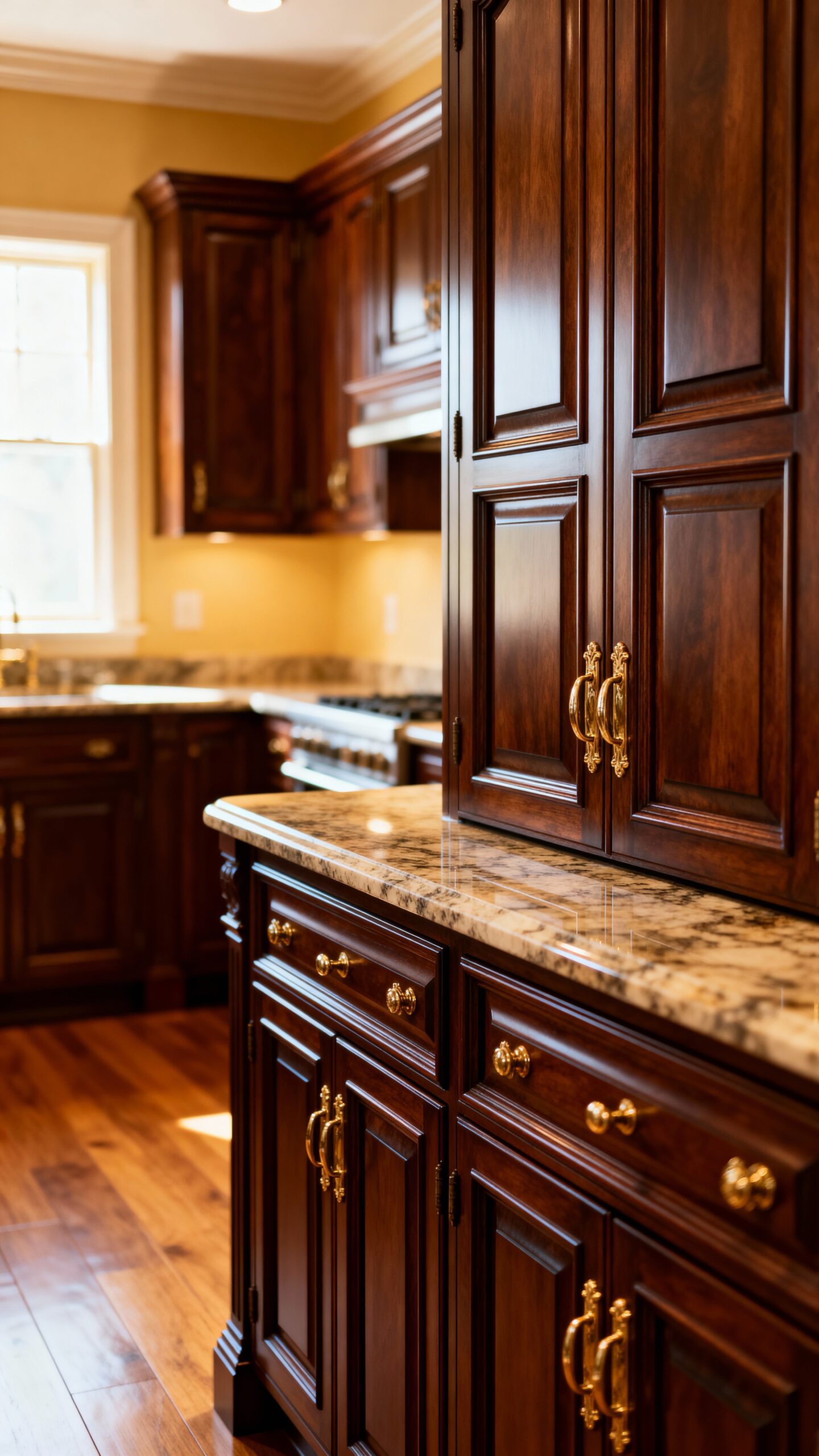 sophisticated elegant timeless mahogany kitchen cabinets