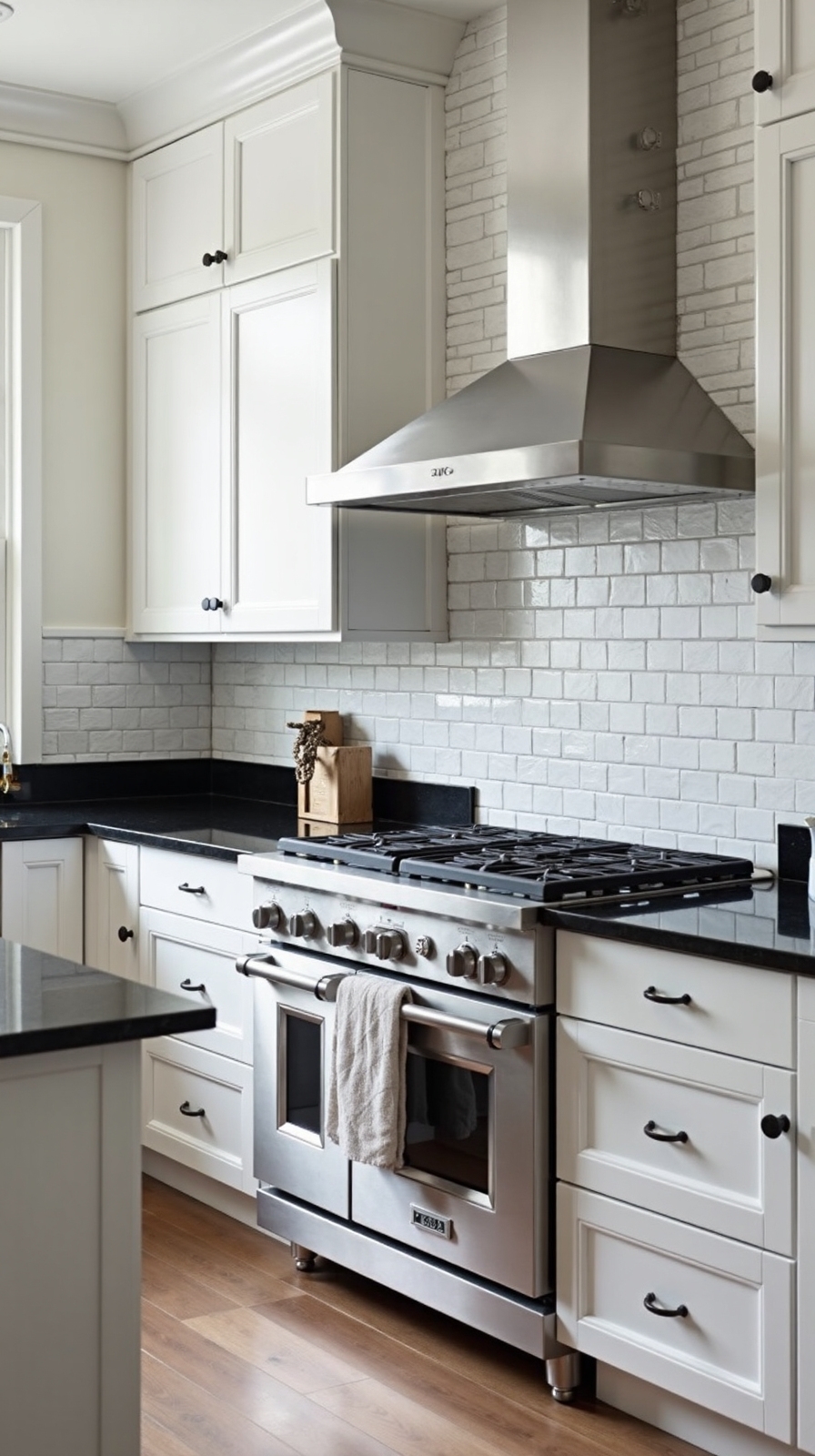 sophisticated geometric woven tile backsplash