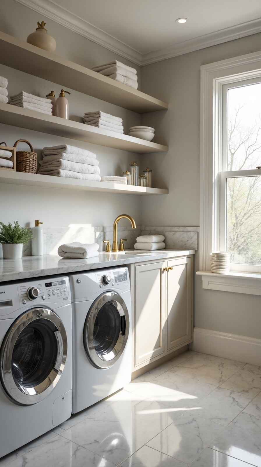 sophisticated laundry room island workspace