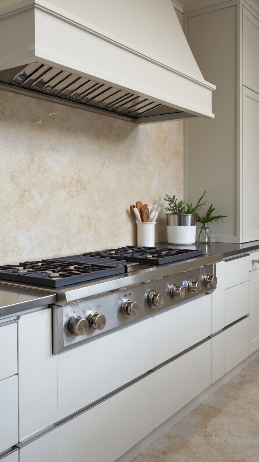 sophisticated low maintenance natural stone backsplash