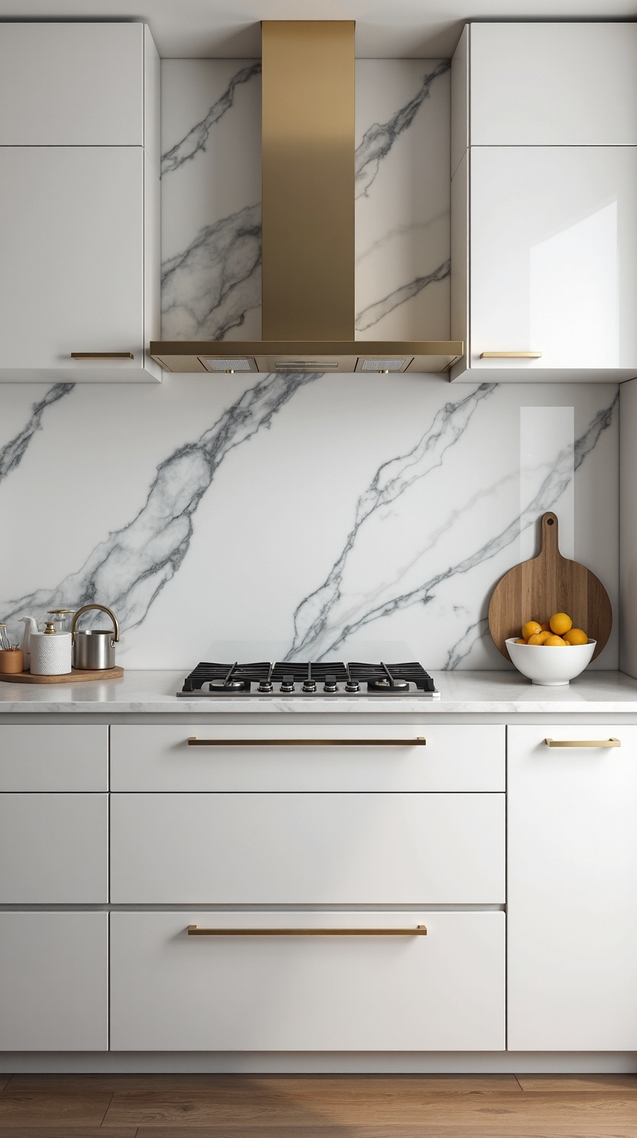 sophisticated marble metal kitchen backsplash design