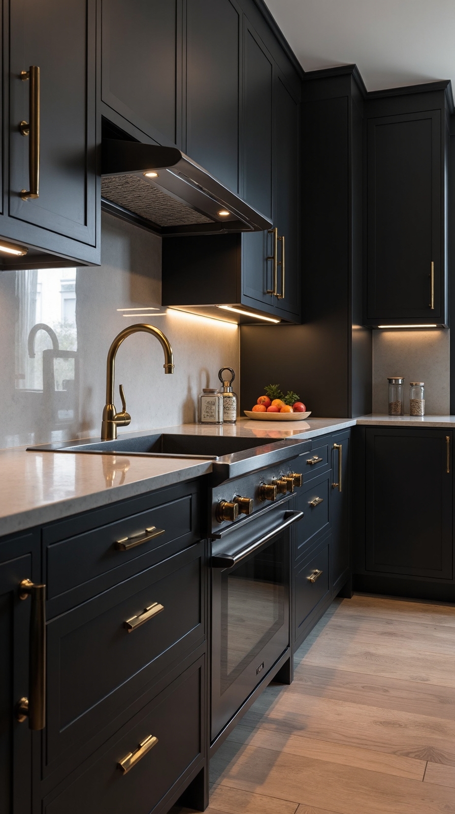 sophisticated matte black laundry space