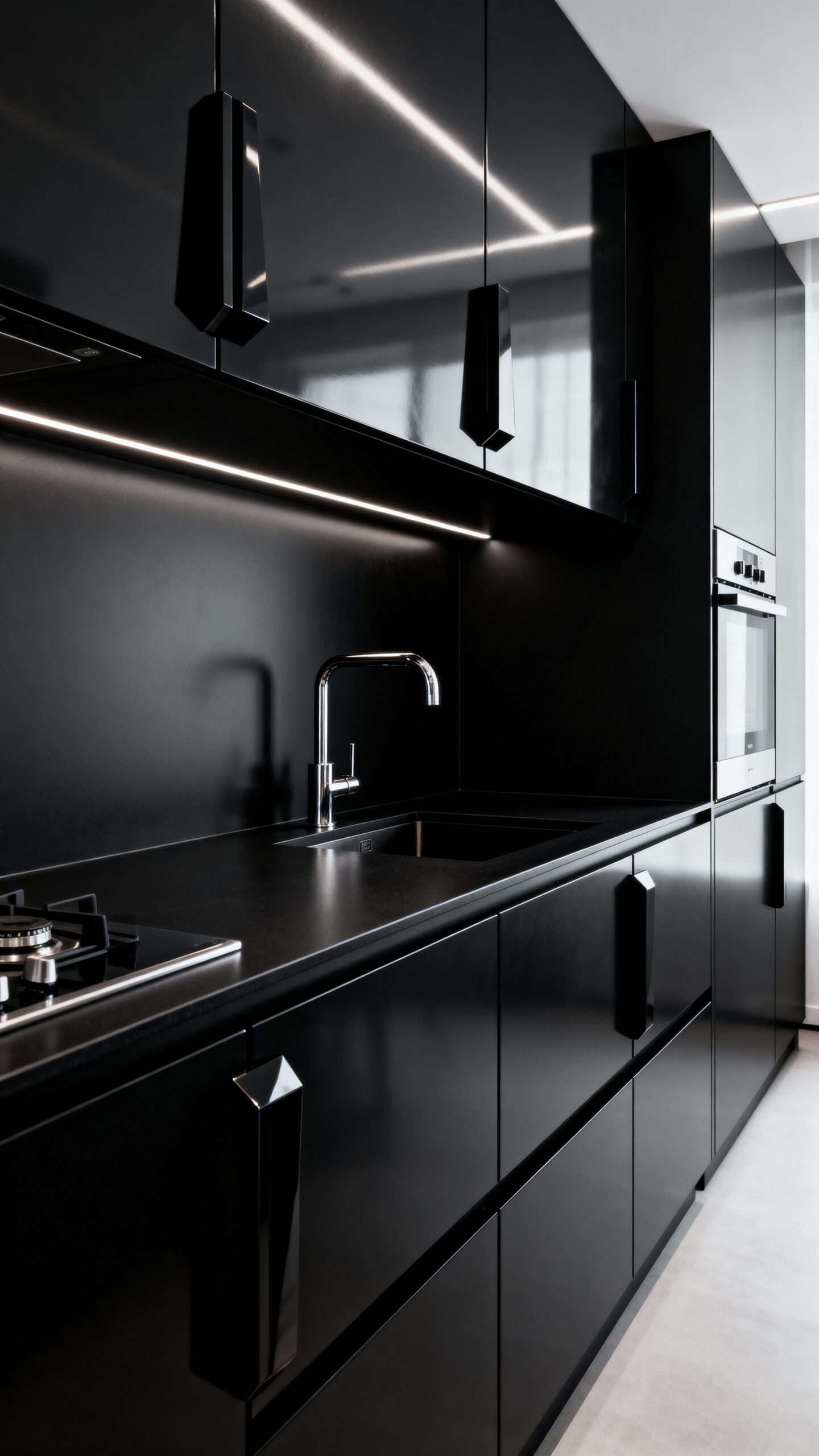 sophisticated minimalist black kitchen design