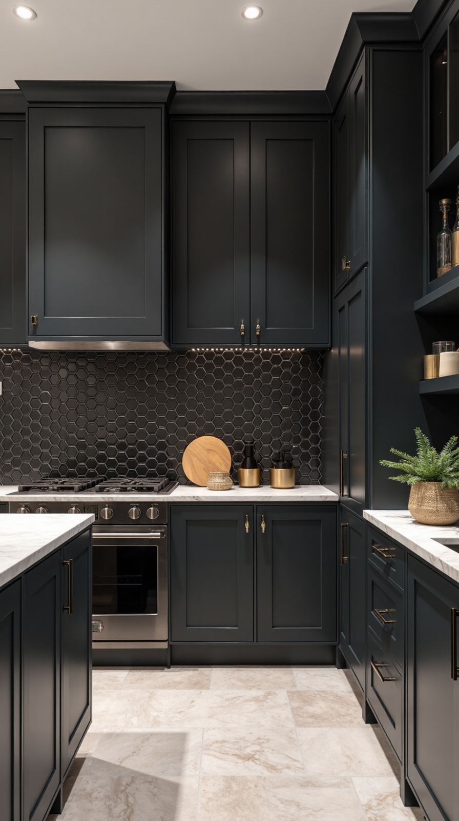 sophisticated modern geometric kitchen backsplash