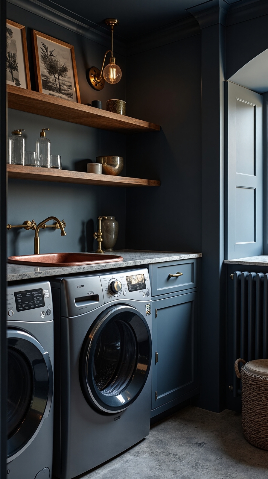 sophisticated navy elegance transforms laundry