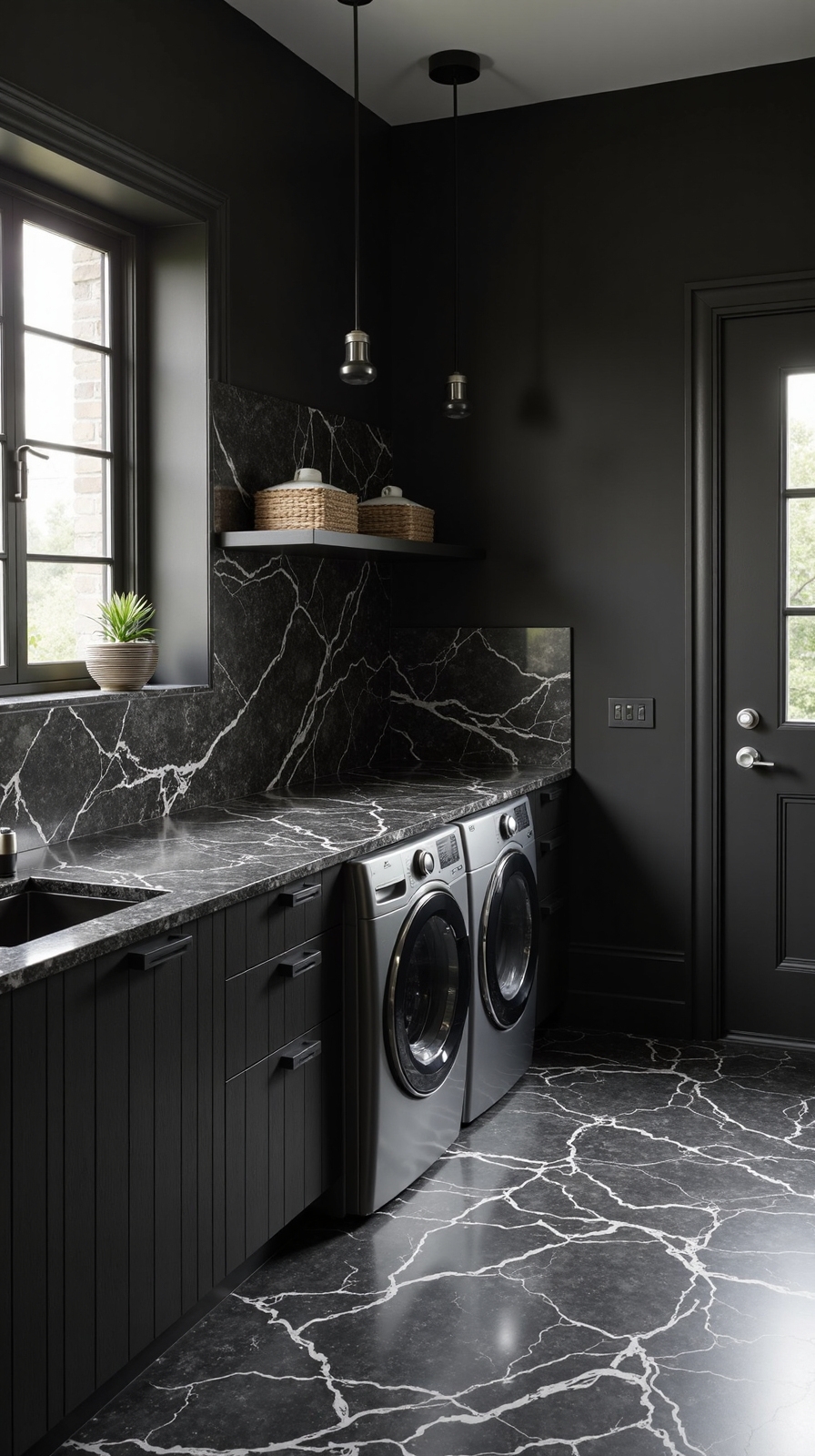 sophisticated reflective functional laundry countertops