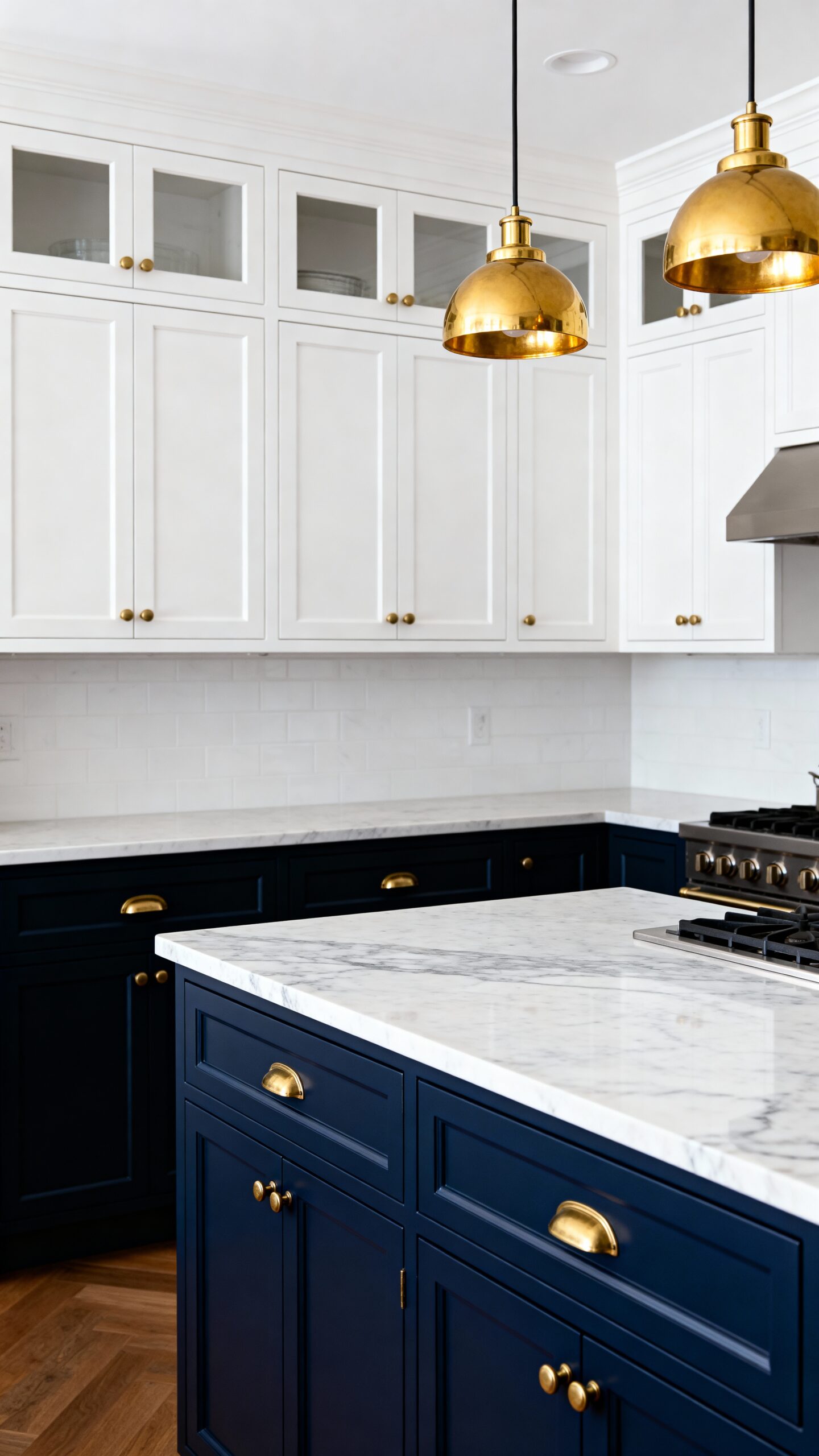 sophisticated visual interest with two tone cabinets