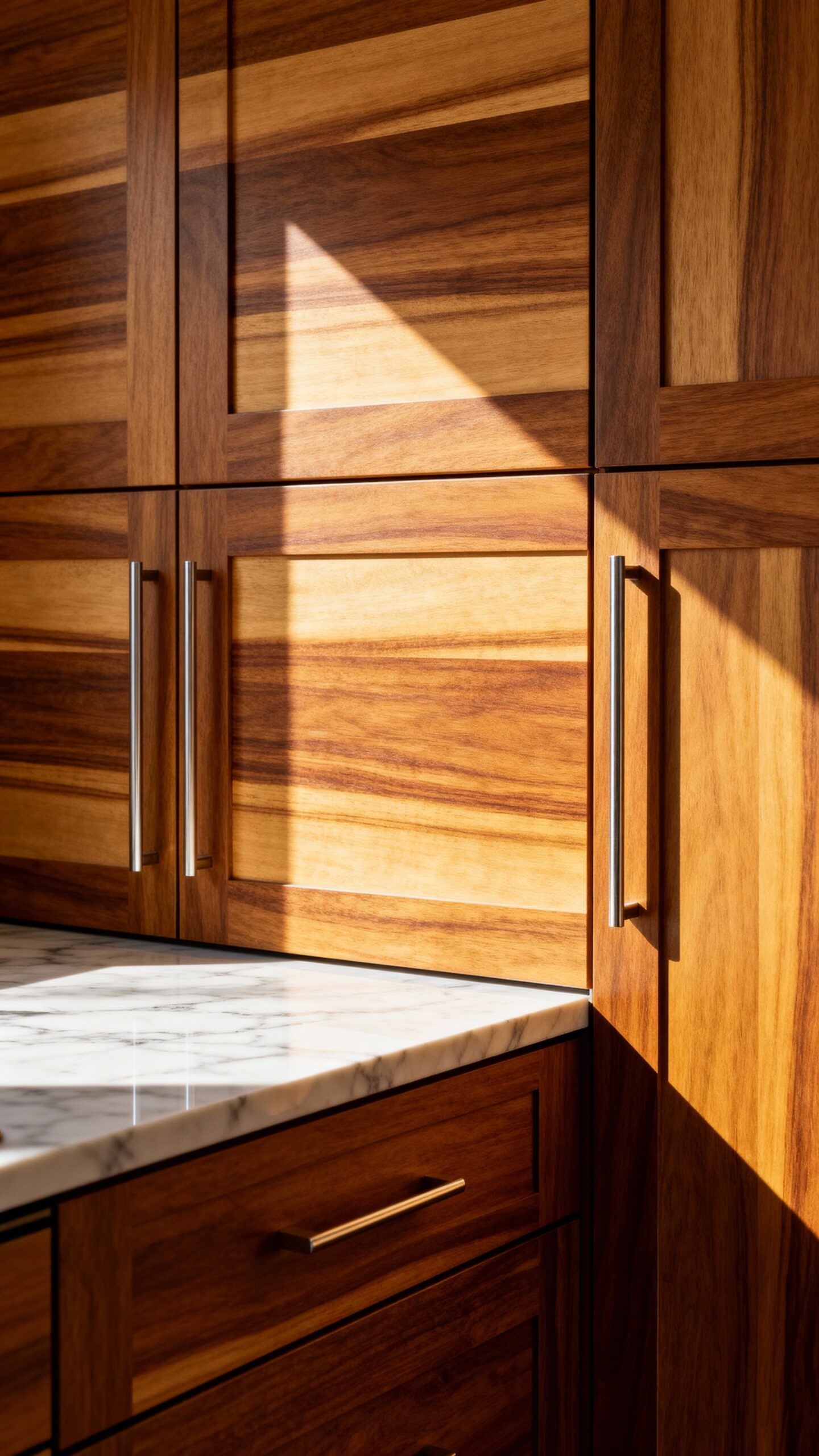 sophisticated warm timeless durable teak cabinets