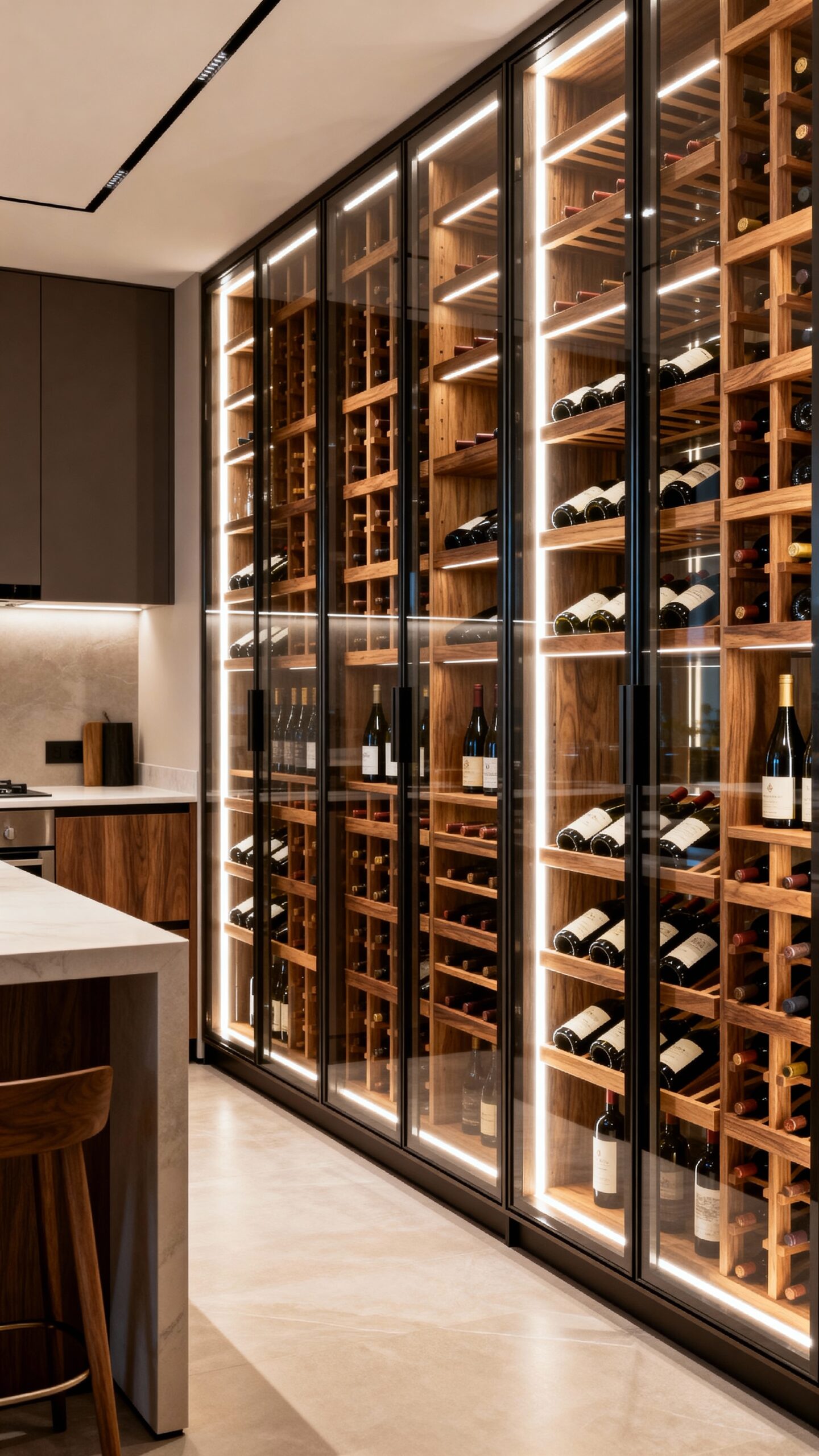 sophisticated wine storage vertical configuration