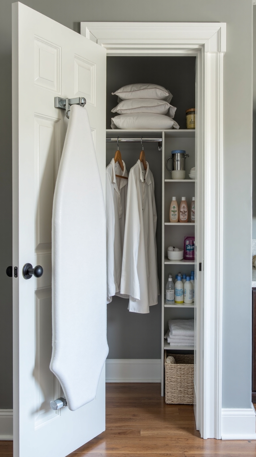 space saving closet ironing solution