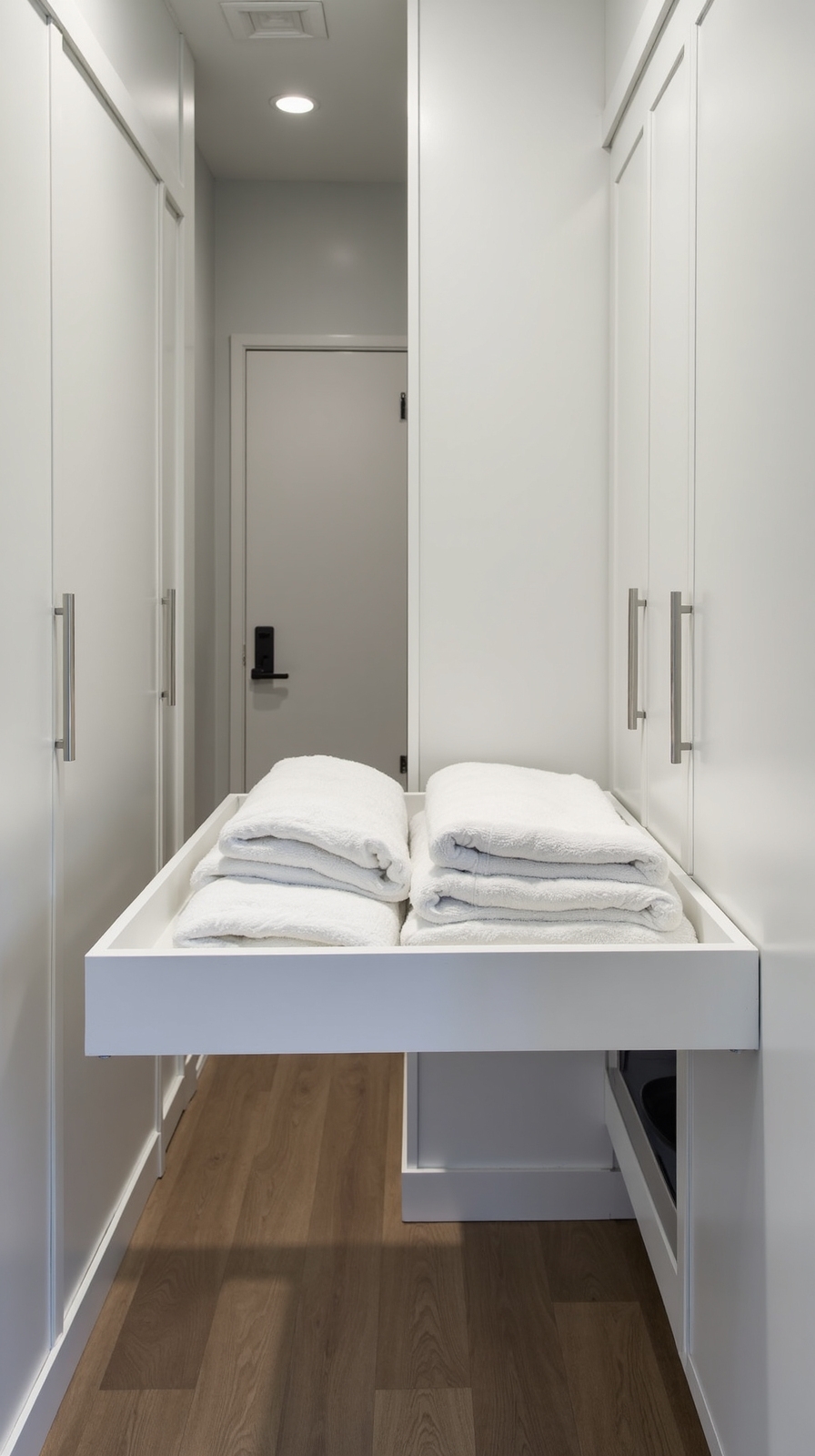 space saving folding station with pull out counter