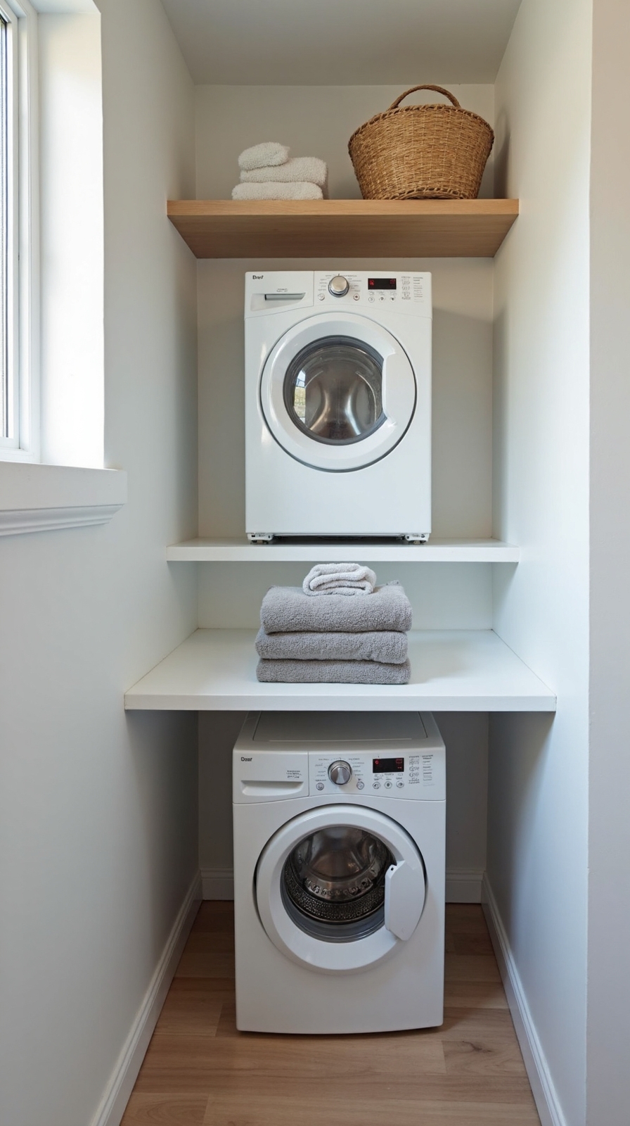space saving laundry room workspace
