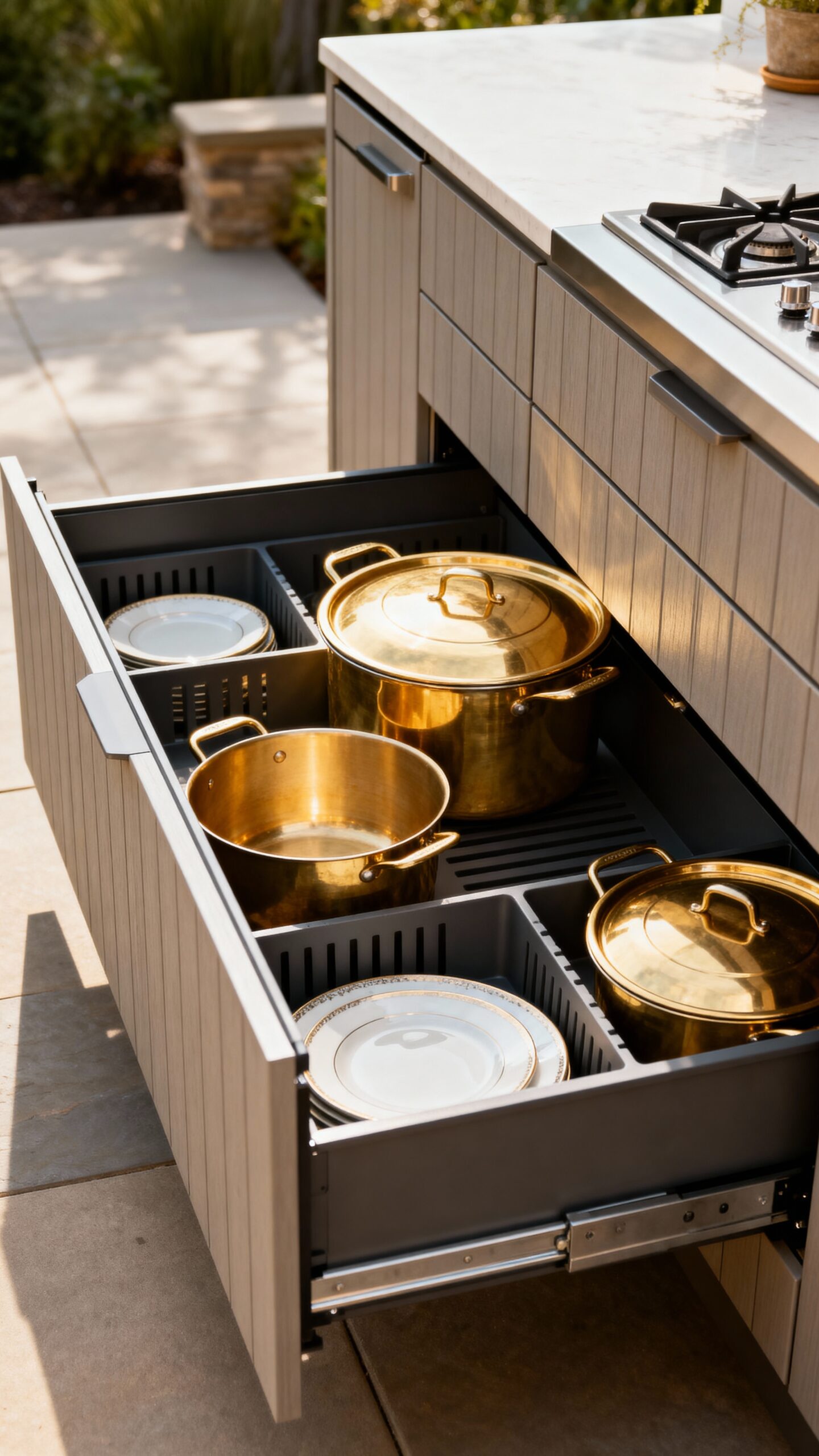 spacious versatile outdoor kitchen storage