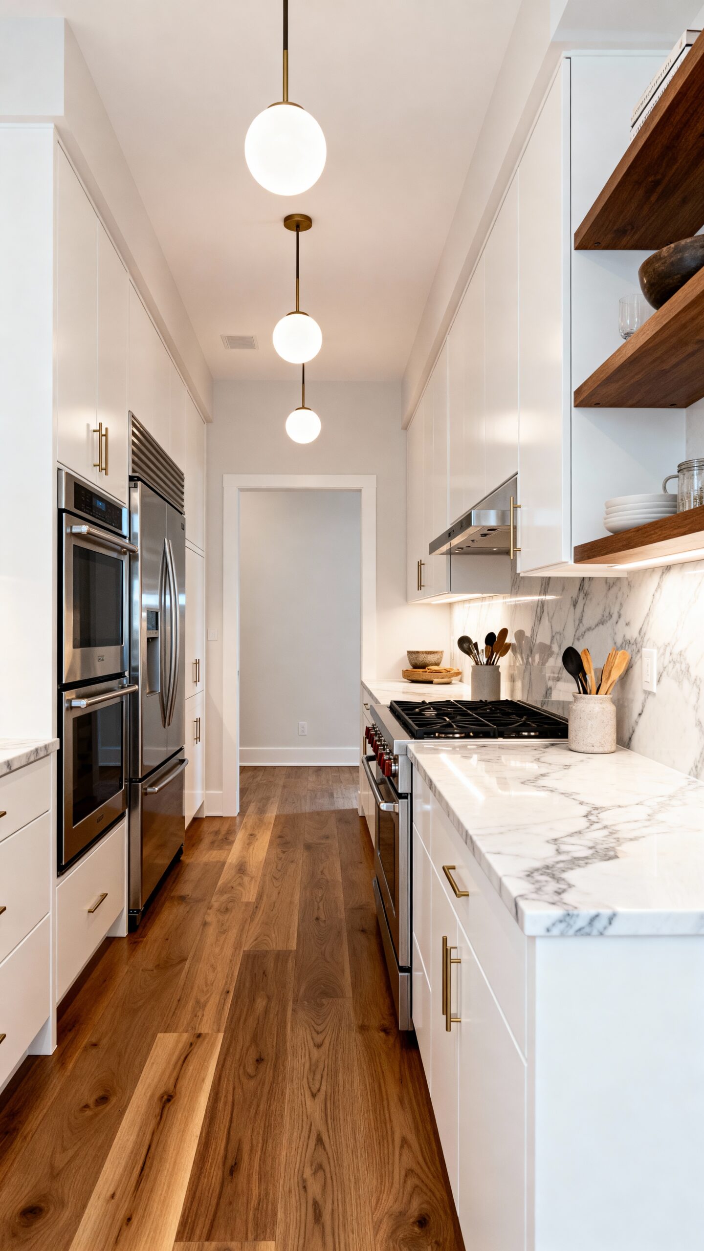 streamlined galley kitchen design maximizes functionality
