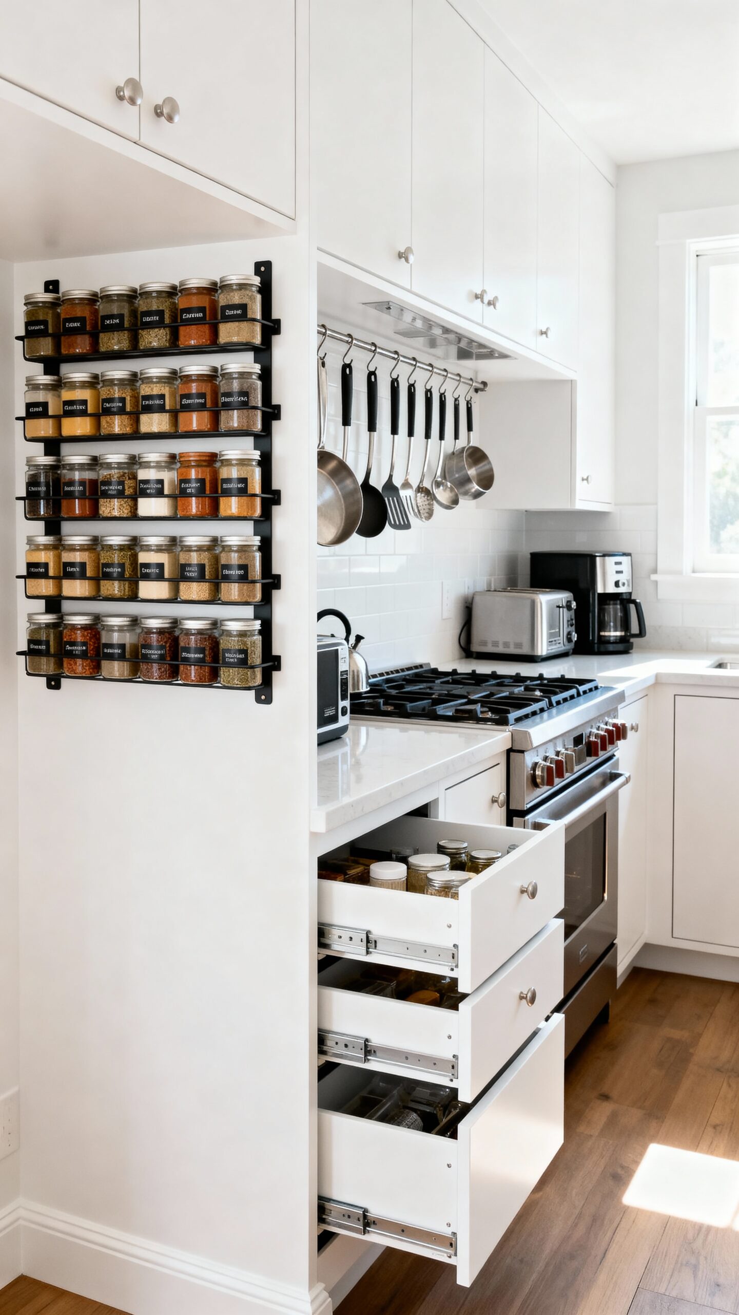 streamlined single wall kitchen organization solutions