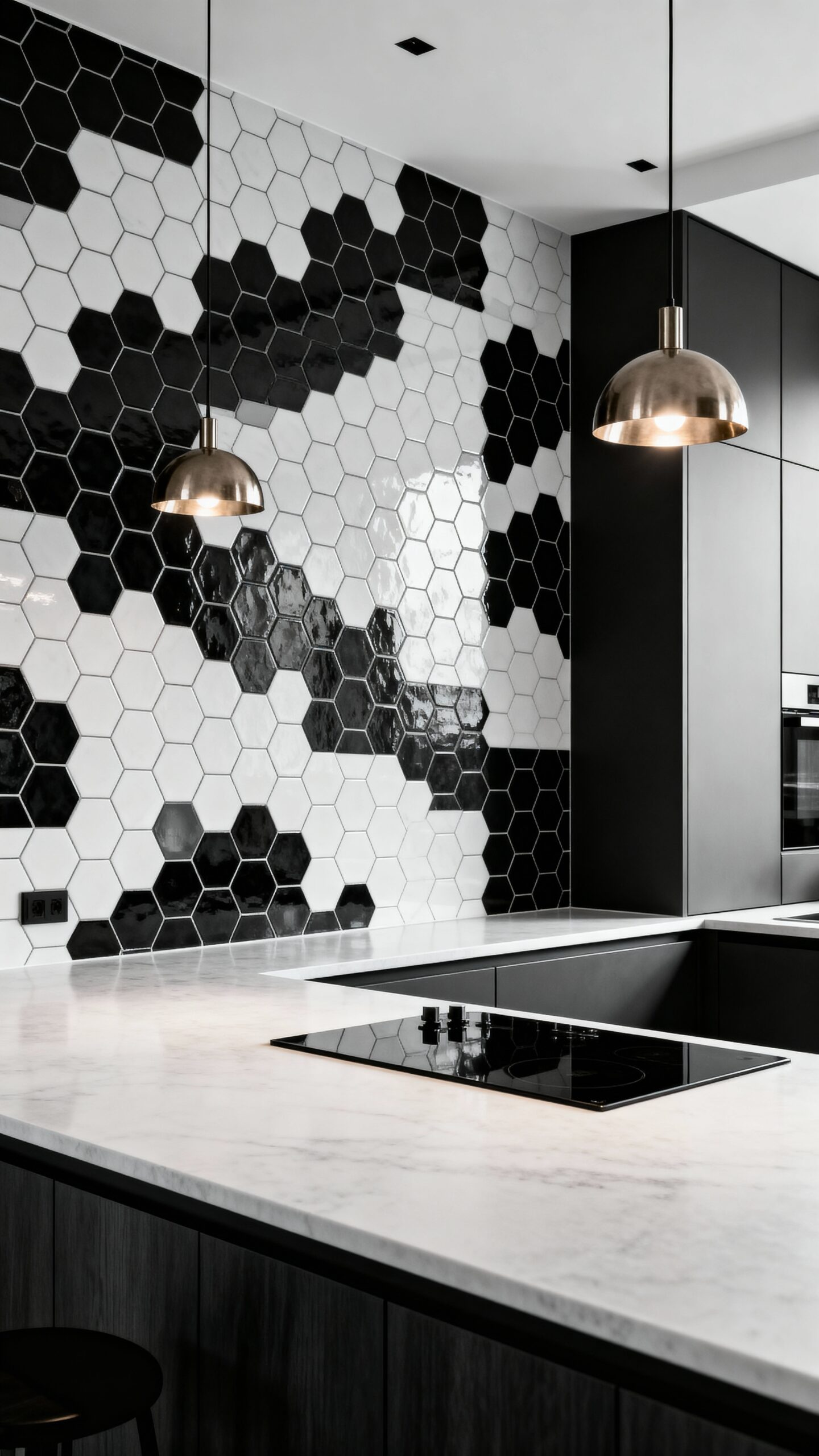striking geometric backsplash design focal point