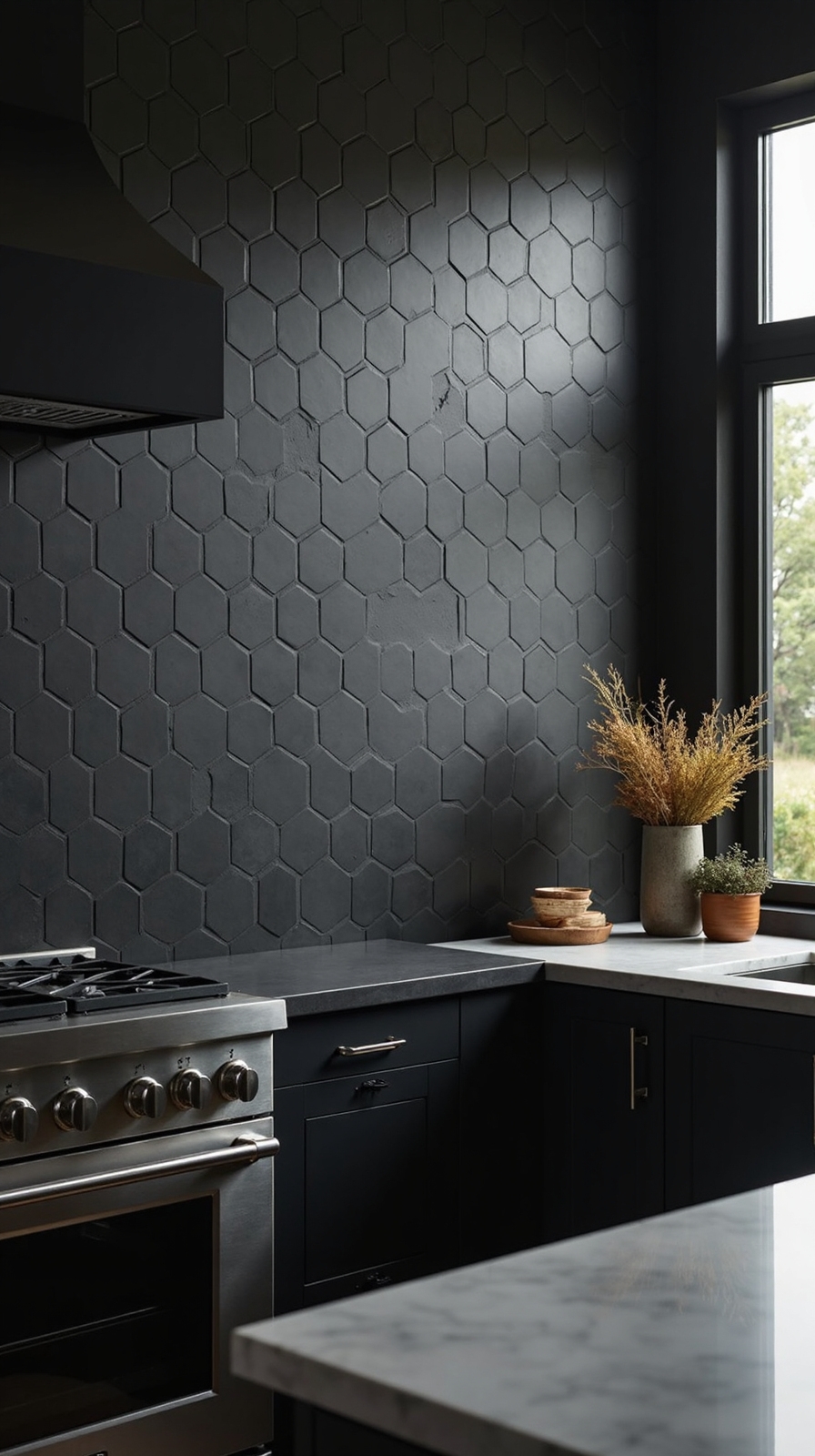 striking modern geometric backsplash tile