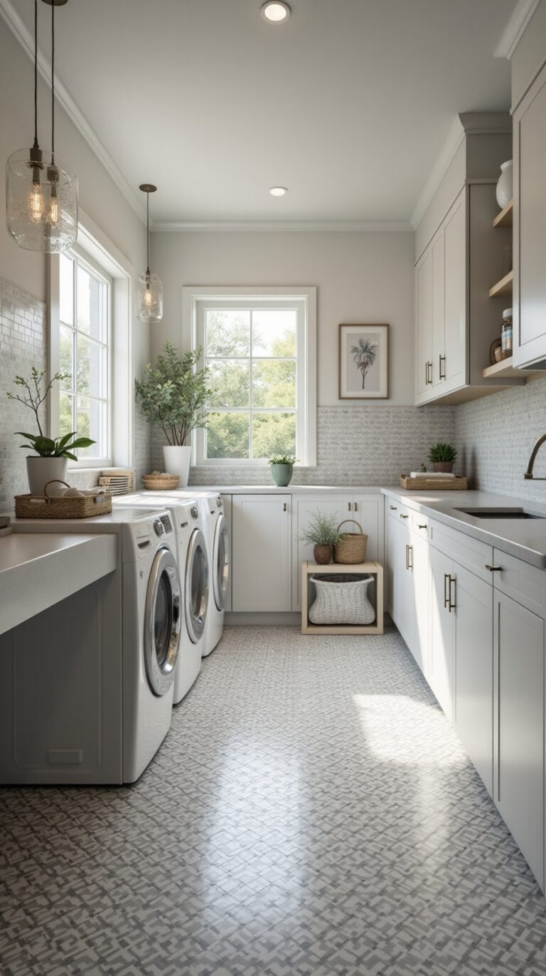 stylish durable laundry room floors