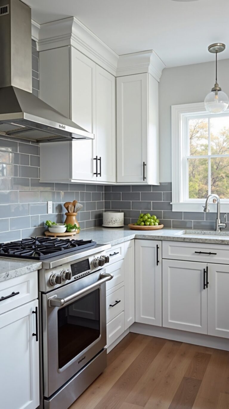 stylish modern grey kitchen backsplash