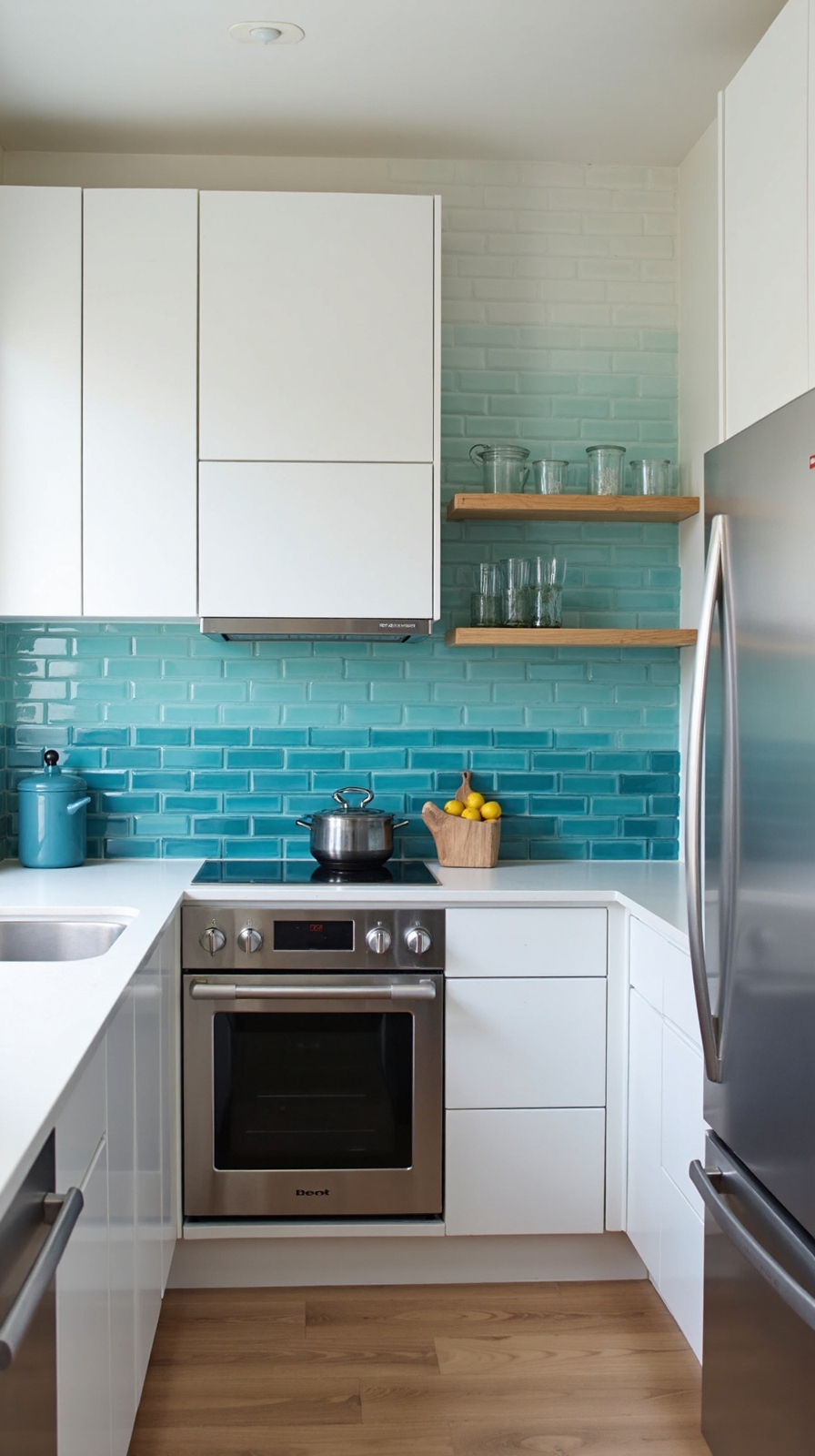 subtle dramatic color gradient backsplash