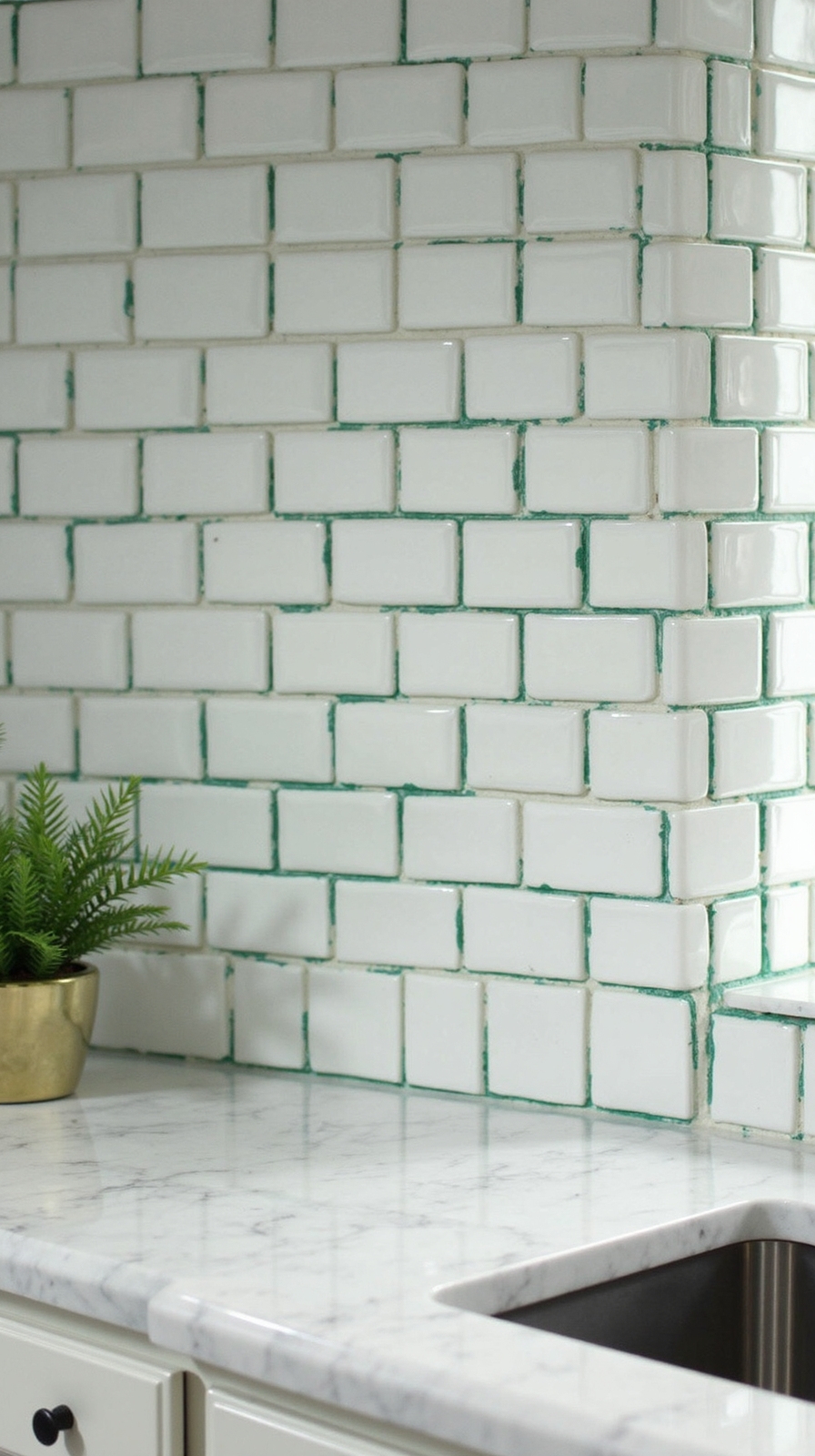 subway tile with colored grout