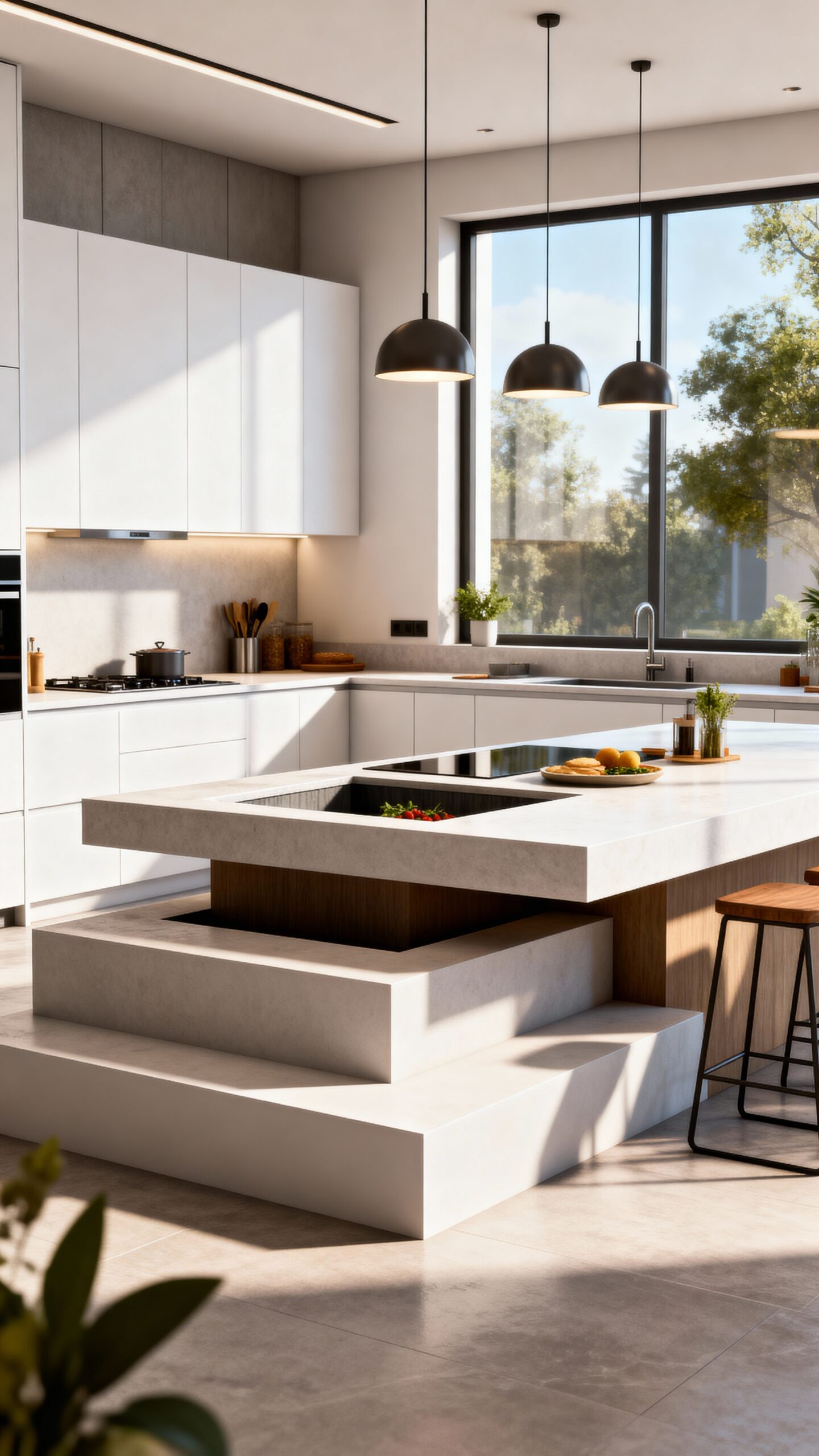 tailored counter heights optimize workspace