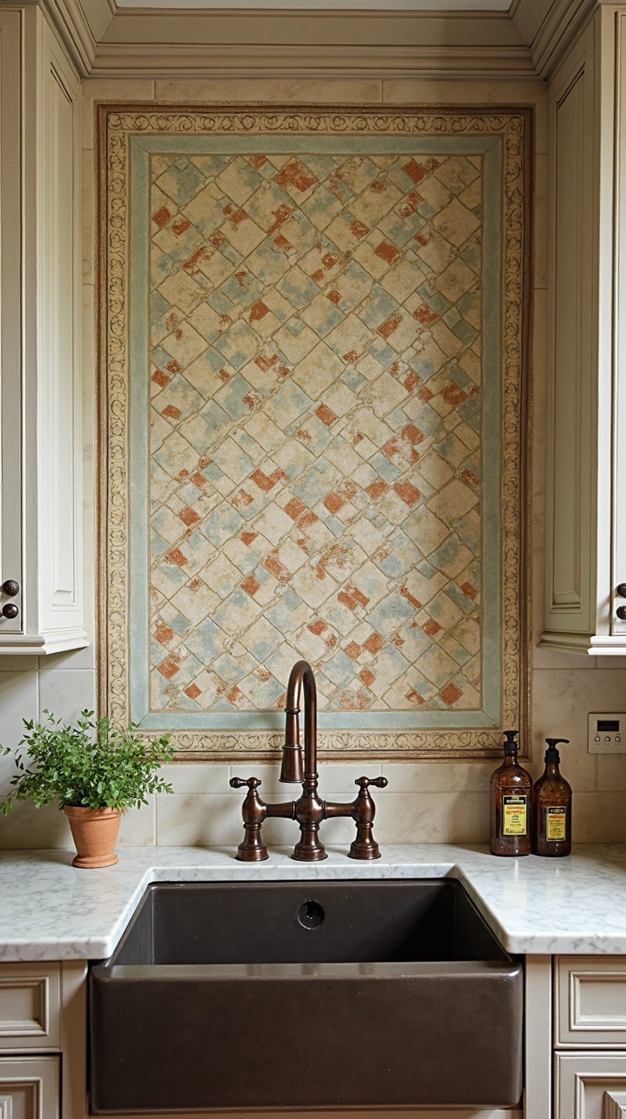 timeless artisanal vintage style mosaic backsplash
