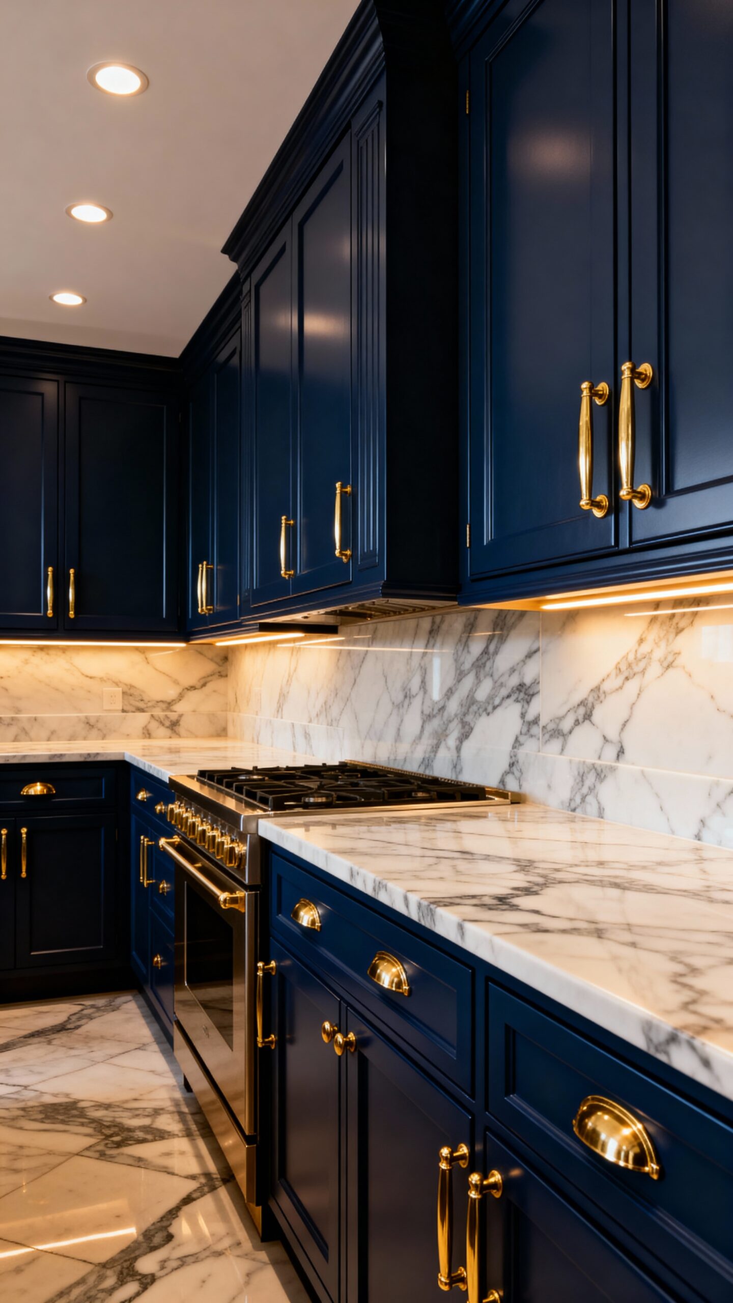 timeless elegance navy blue cabinets