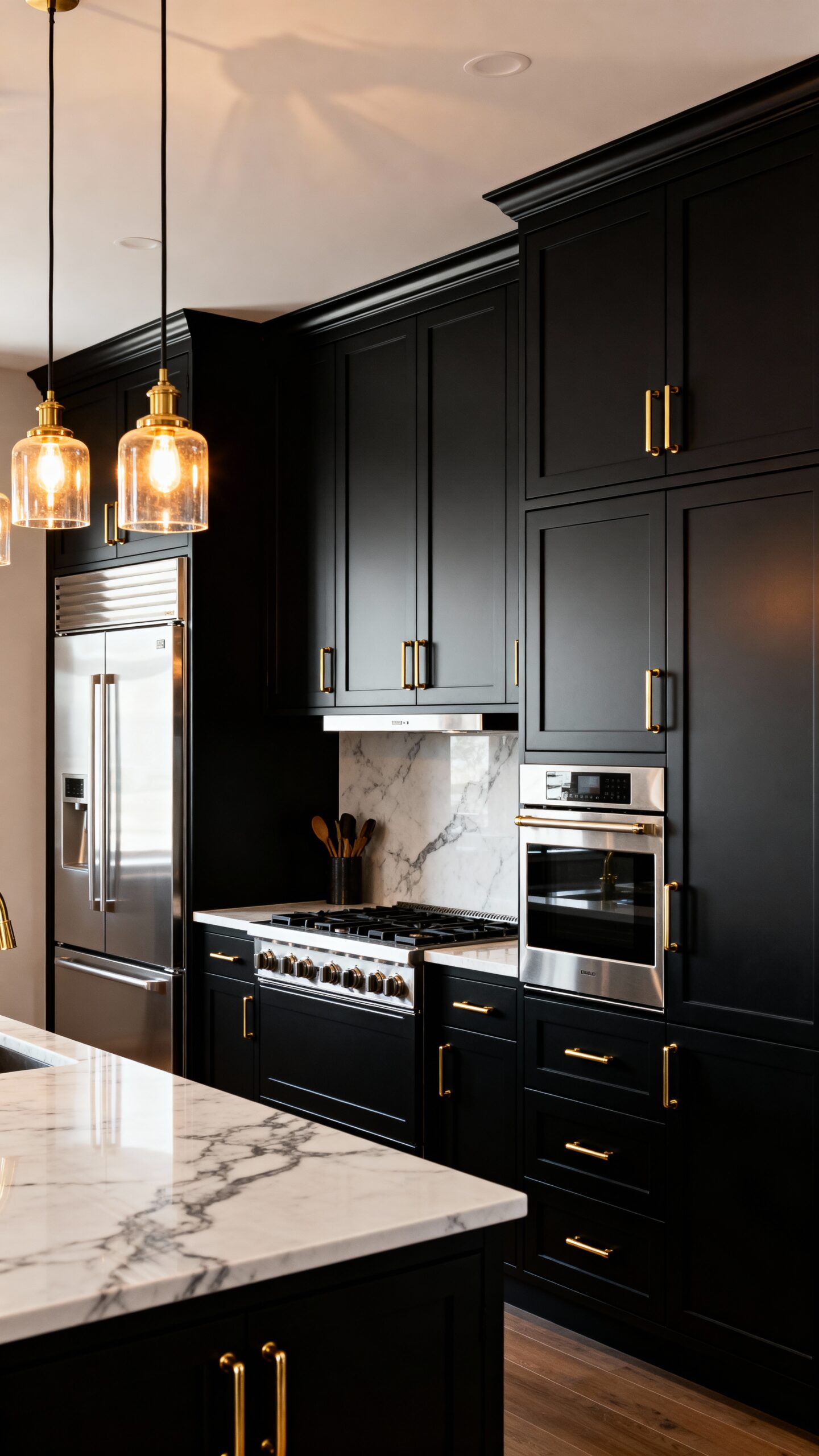 timeless elegant matte black kitchen cabinets