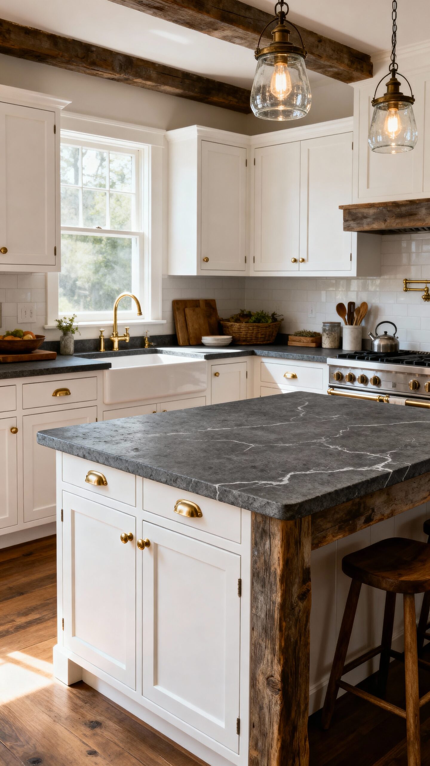 timeless farmhouse soapstone kitchen countertops