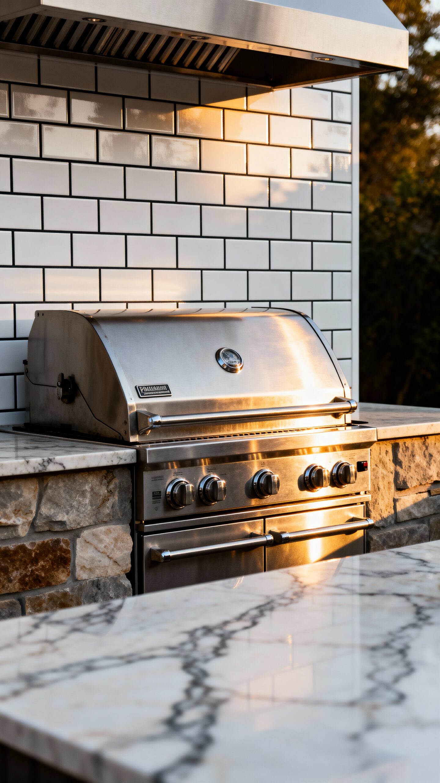 timeless weather resistant outdoor kitchen backsplash