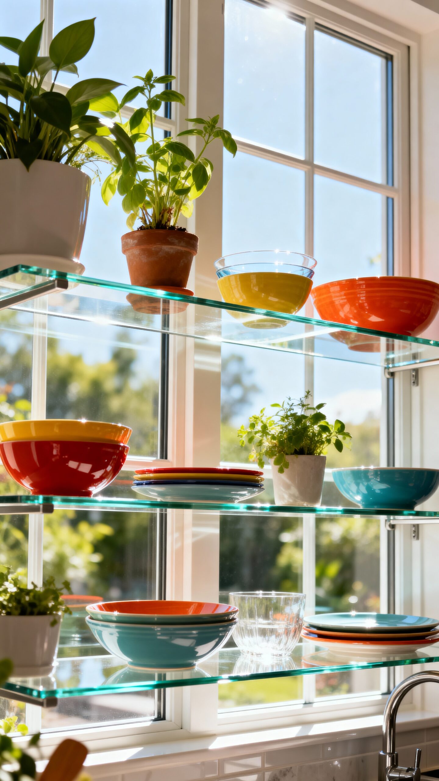 transparent functional space saving window shelves