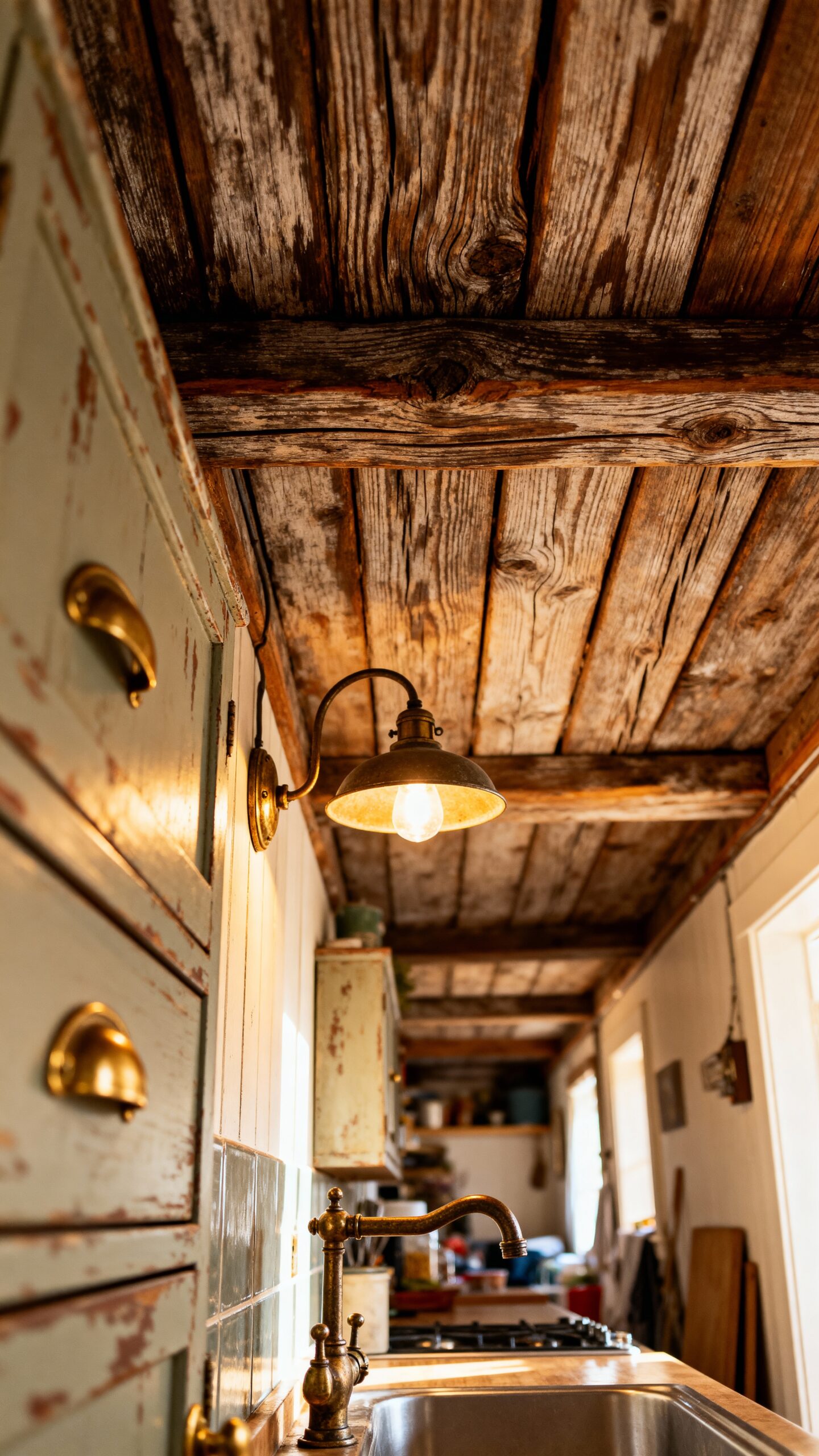 uplifting rustic kitchen design with beams