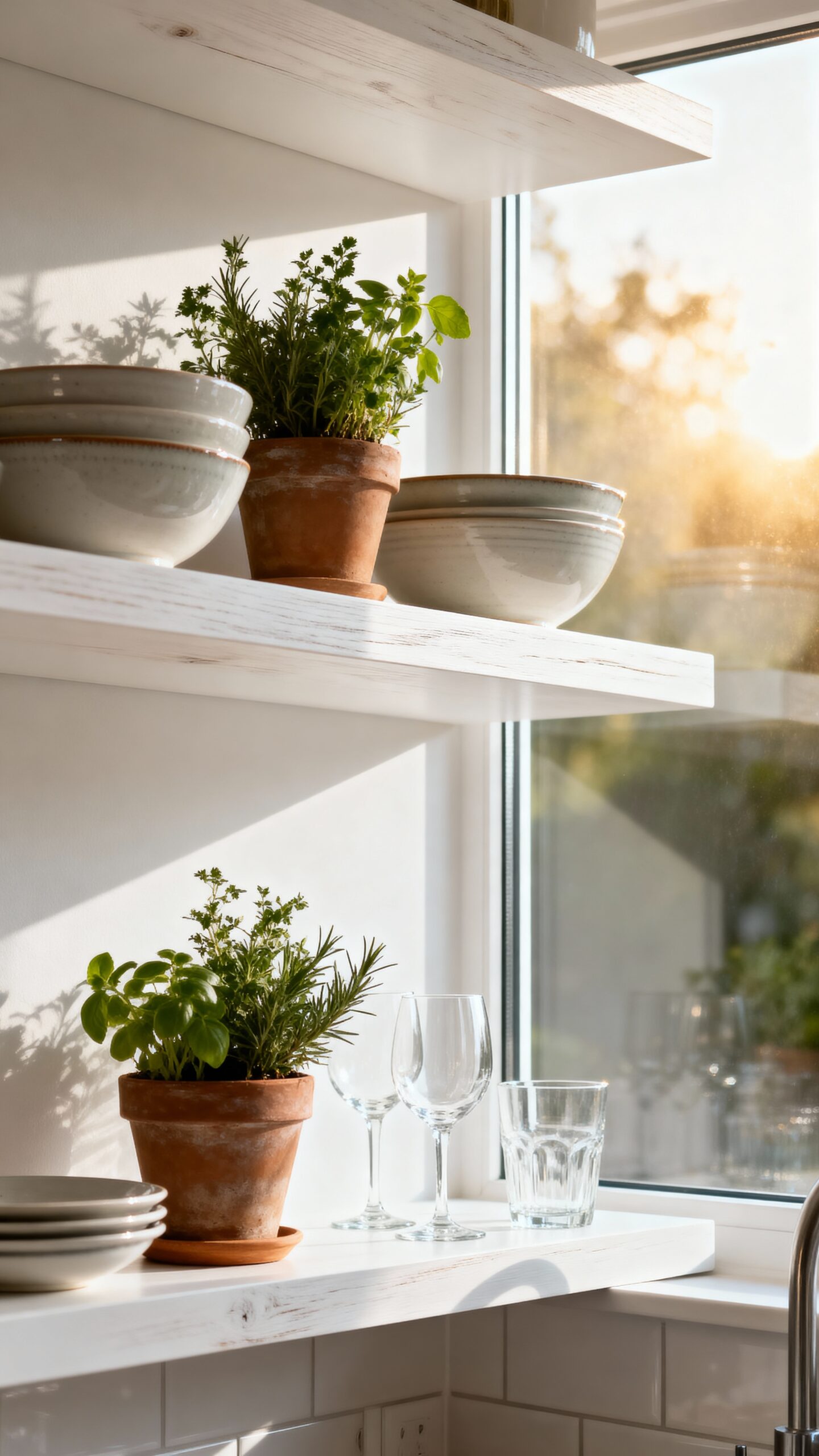versatile customizable functional kitchen window shelves