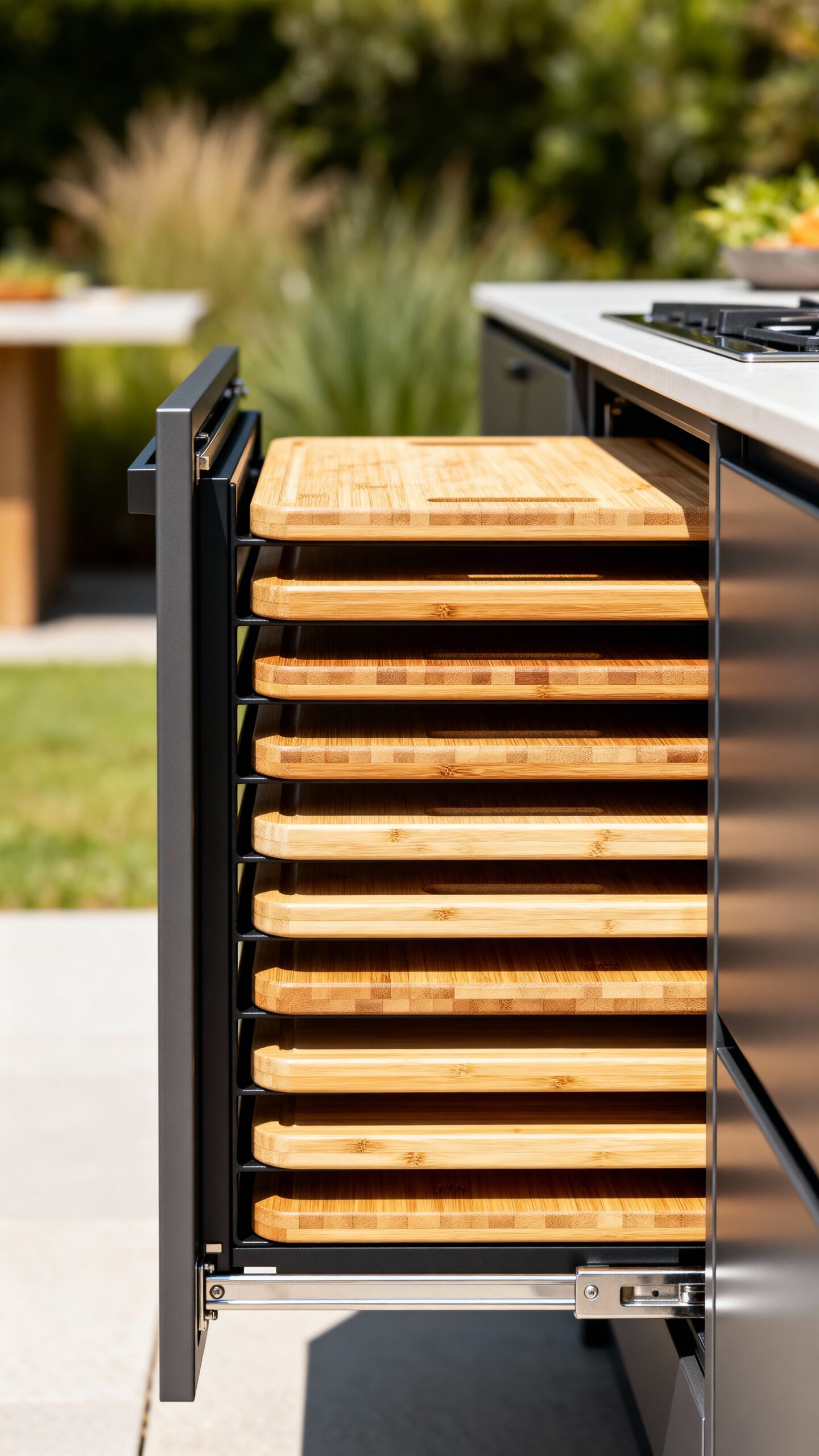 versatile expandable weather protected cutting board storage