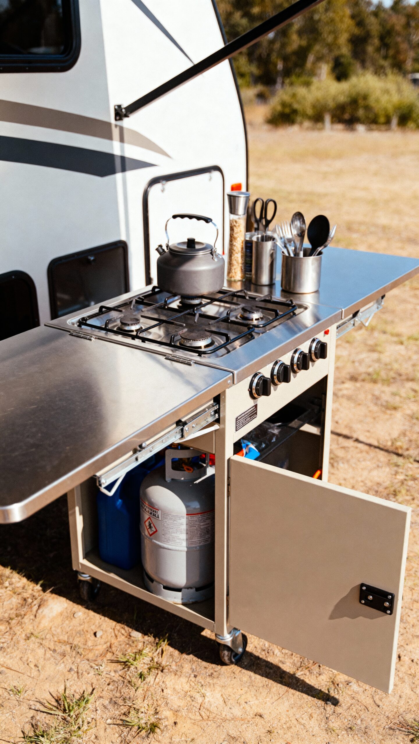 versatile folding side tables enhance rv prep