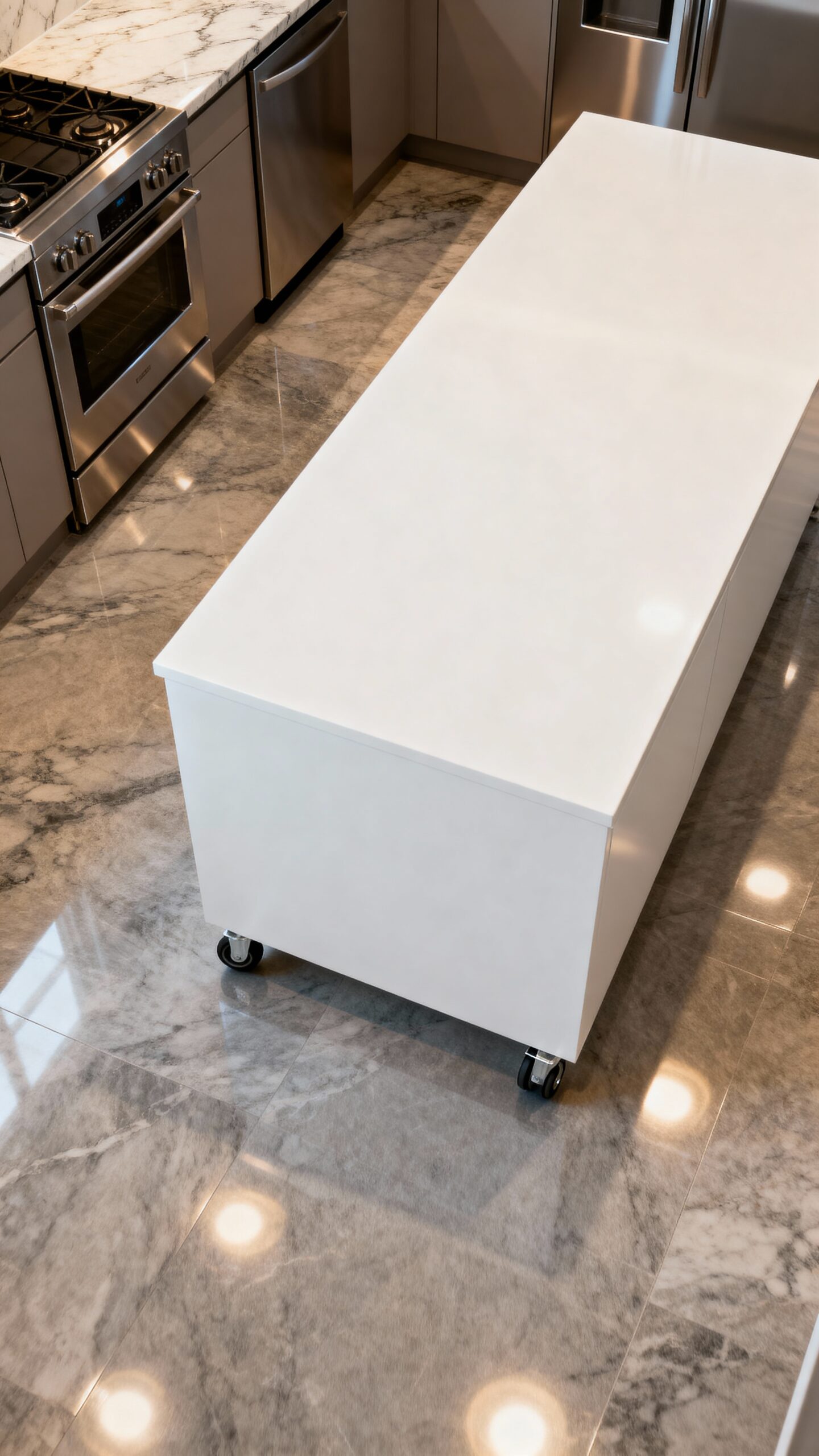 versatile kitchen islands with hidden mobility