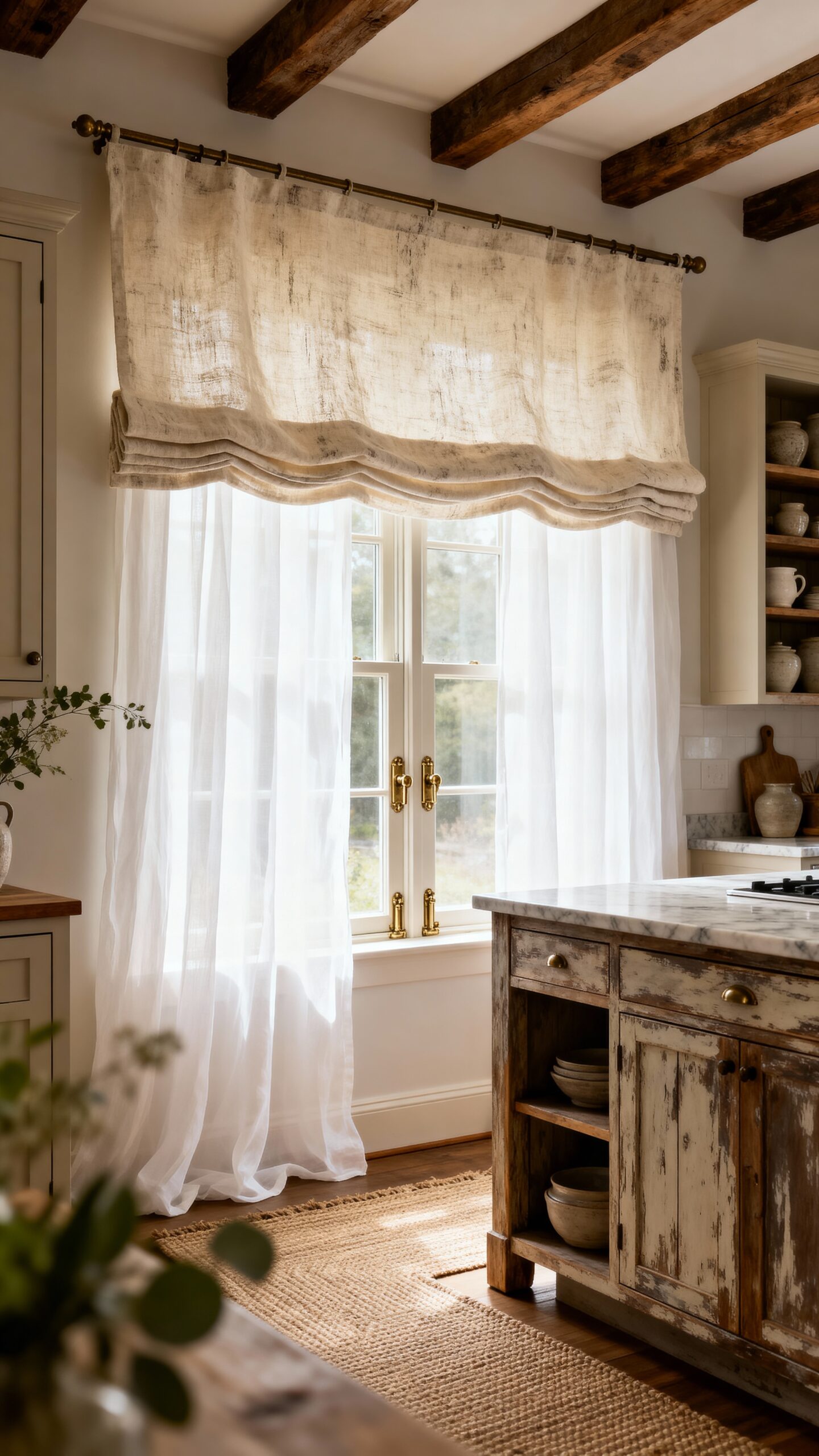 versatile layered kitchen window treatments