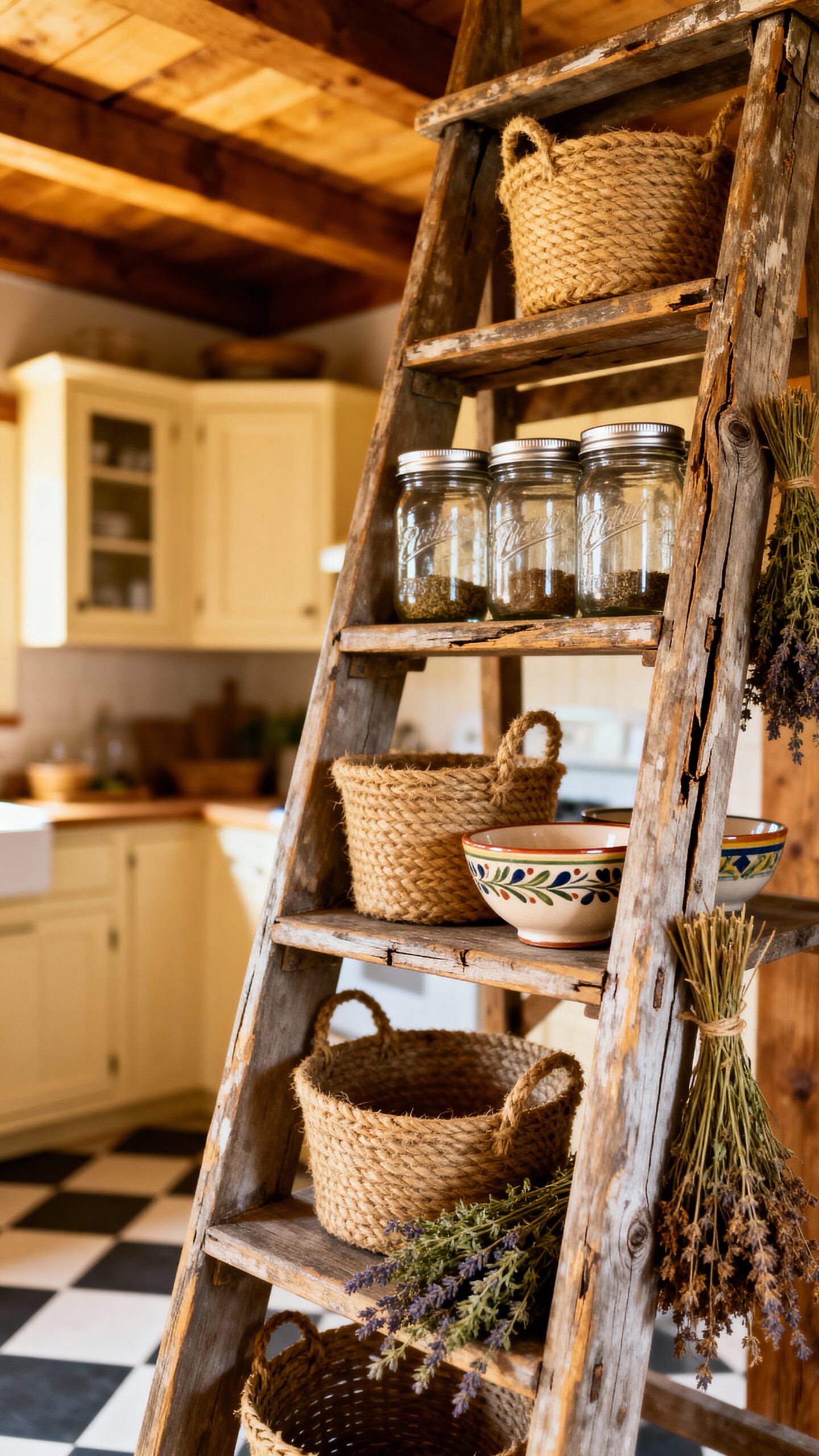 versatile rustic storage ladder shelving