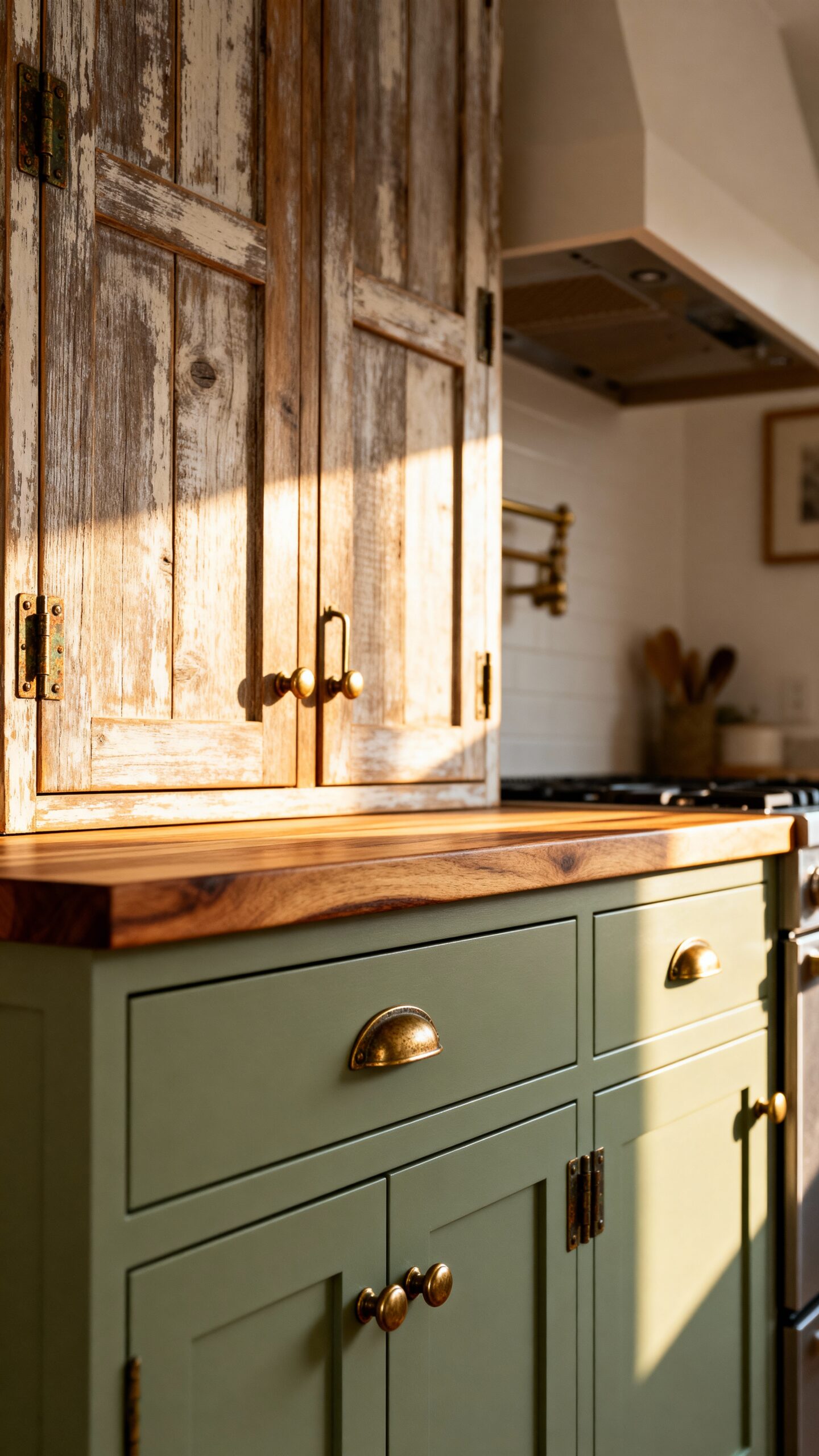 versatile rustic wood and paint kitchen cabinets