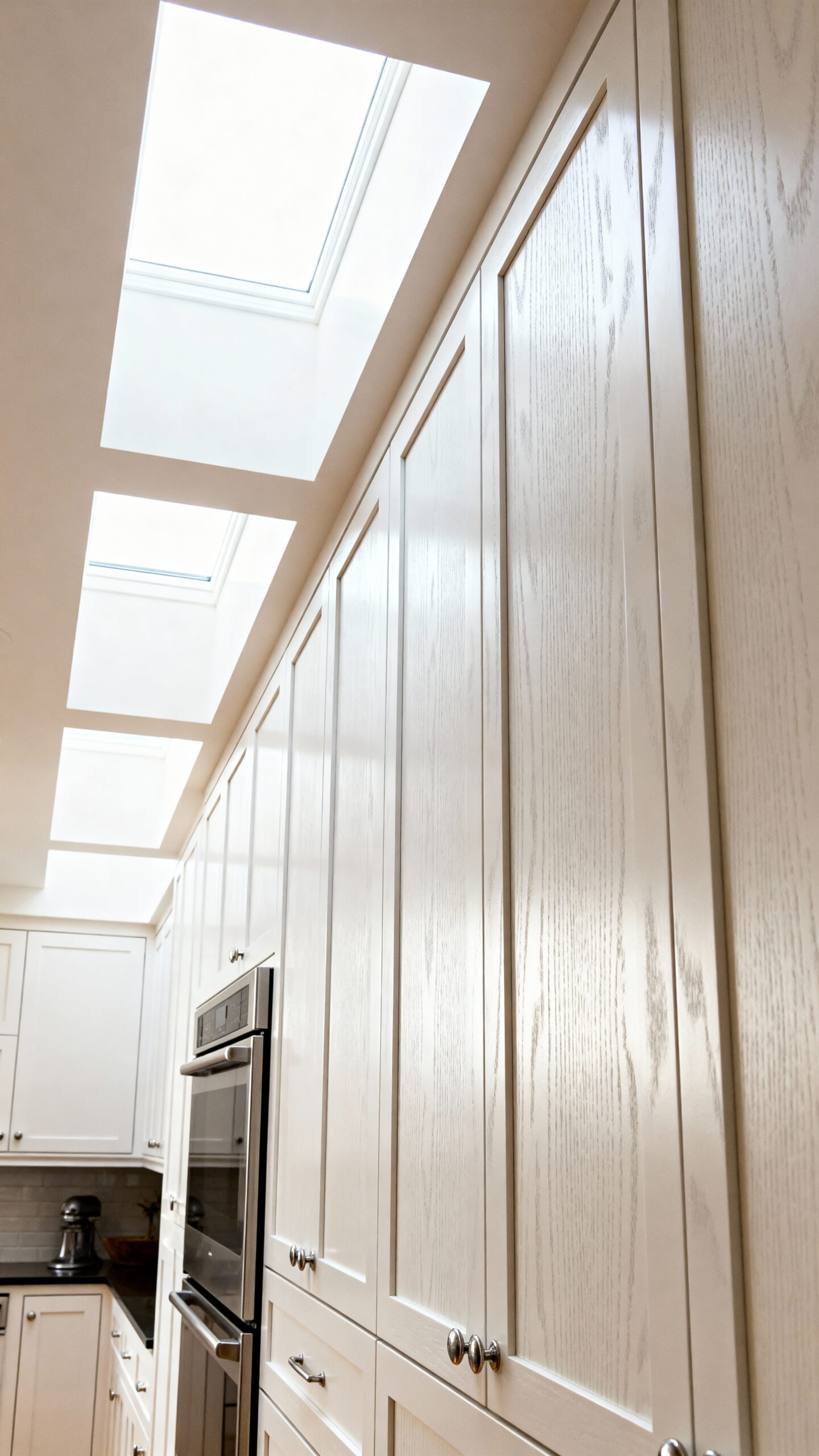 vertical cabinet grain uplifts kitchen space